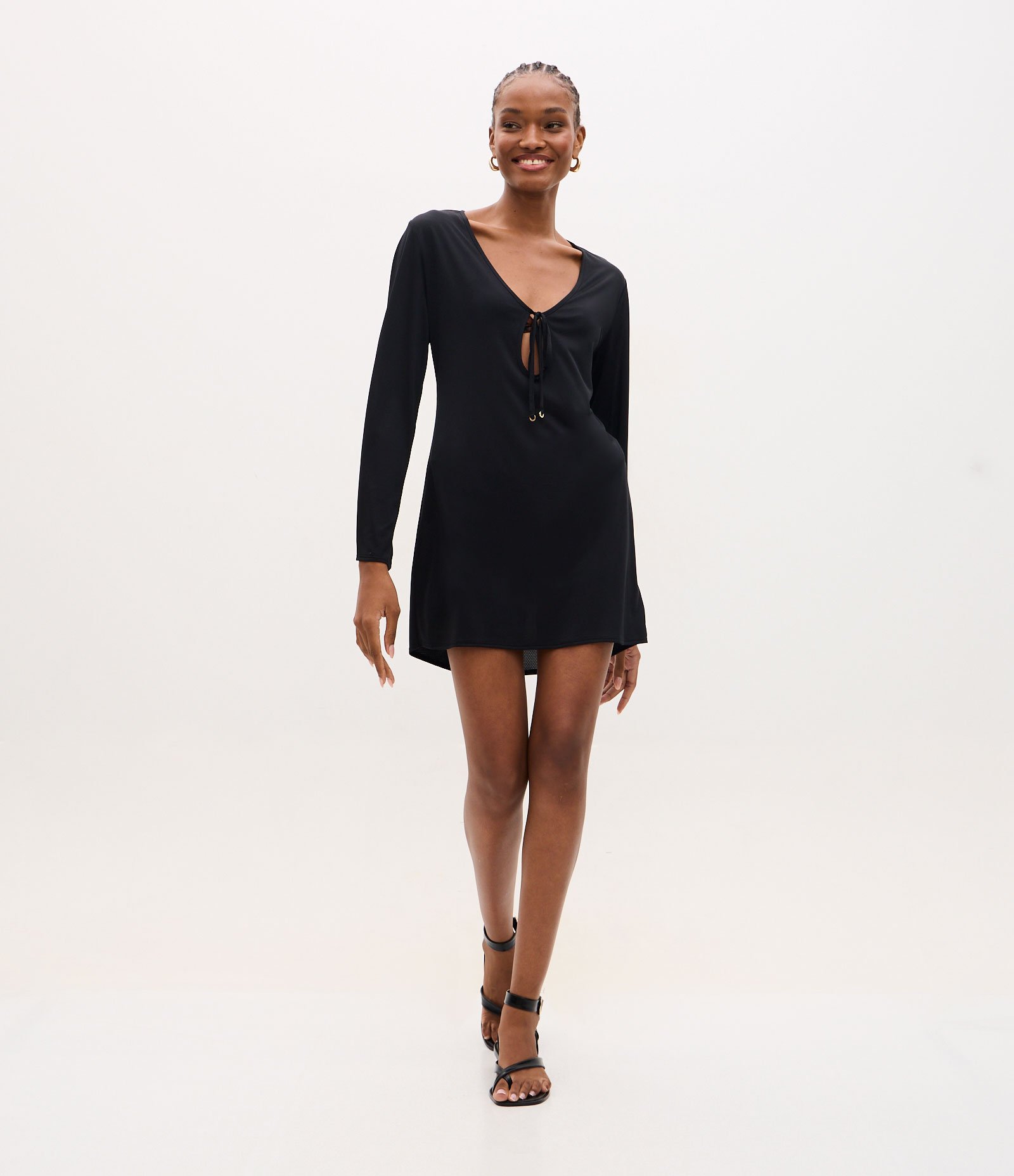 Saída de Praia Vestido com Tecnologia Dry Preto 2