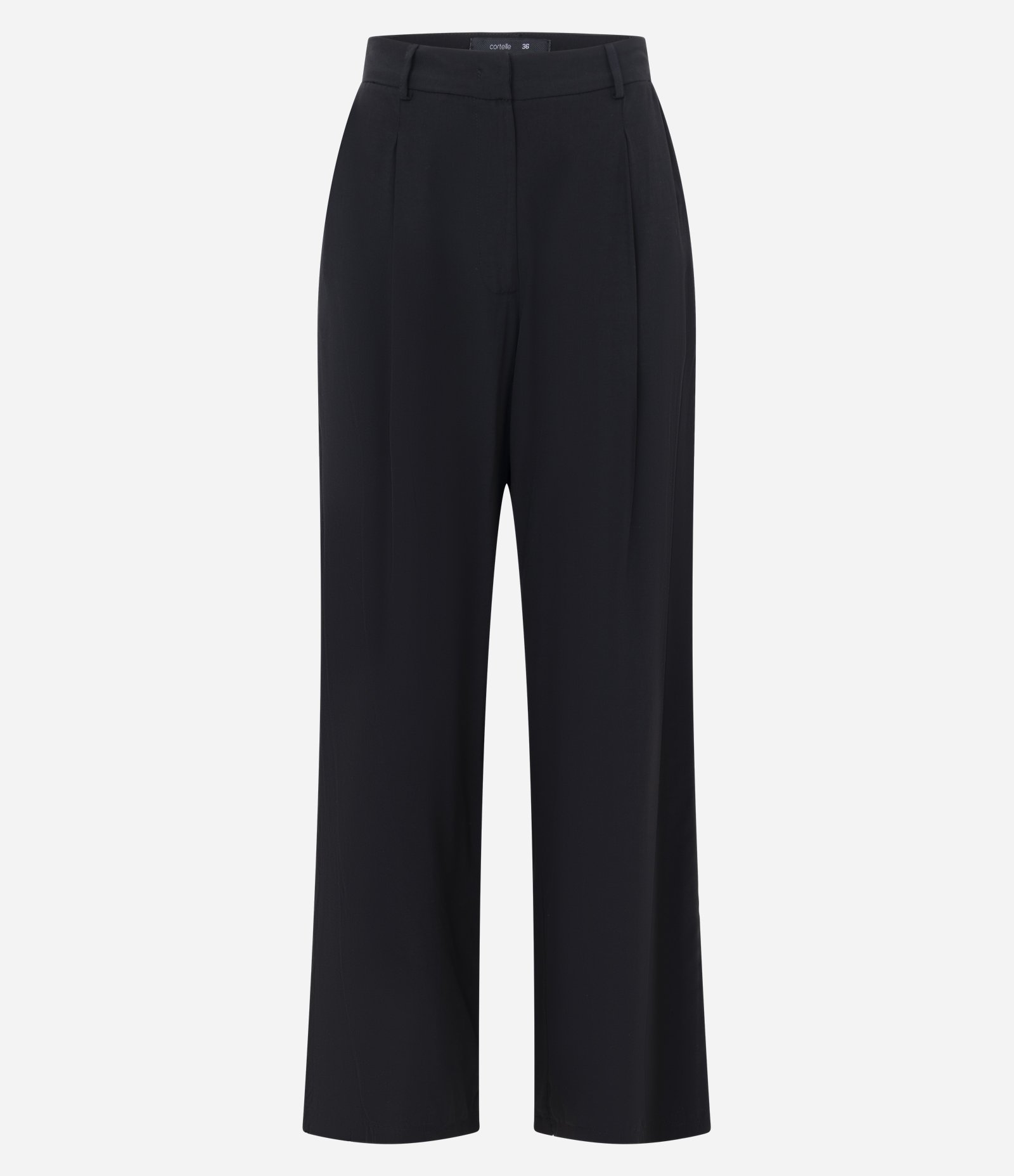 Calça Reta Acetinada com Cós Estruturado e Pregas Frontais Preto 6