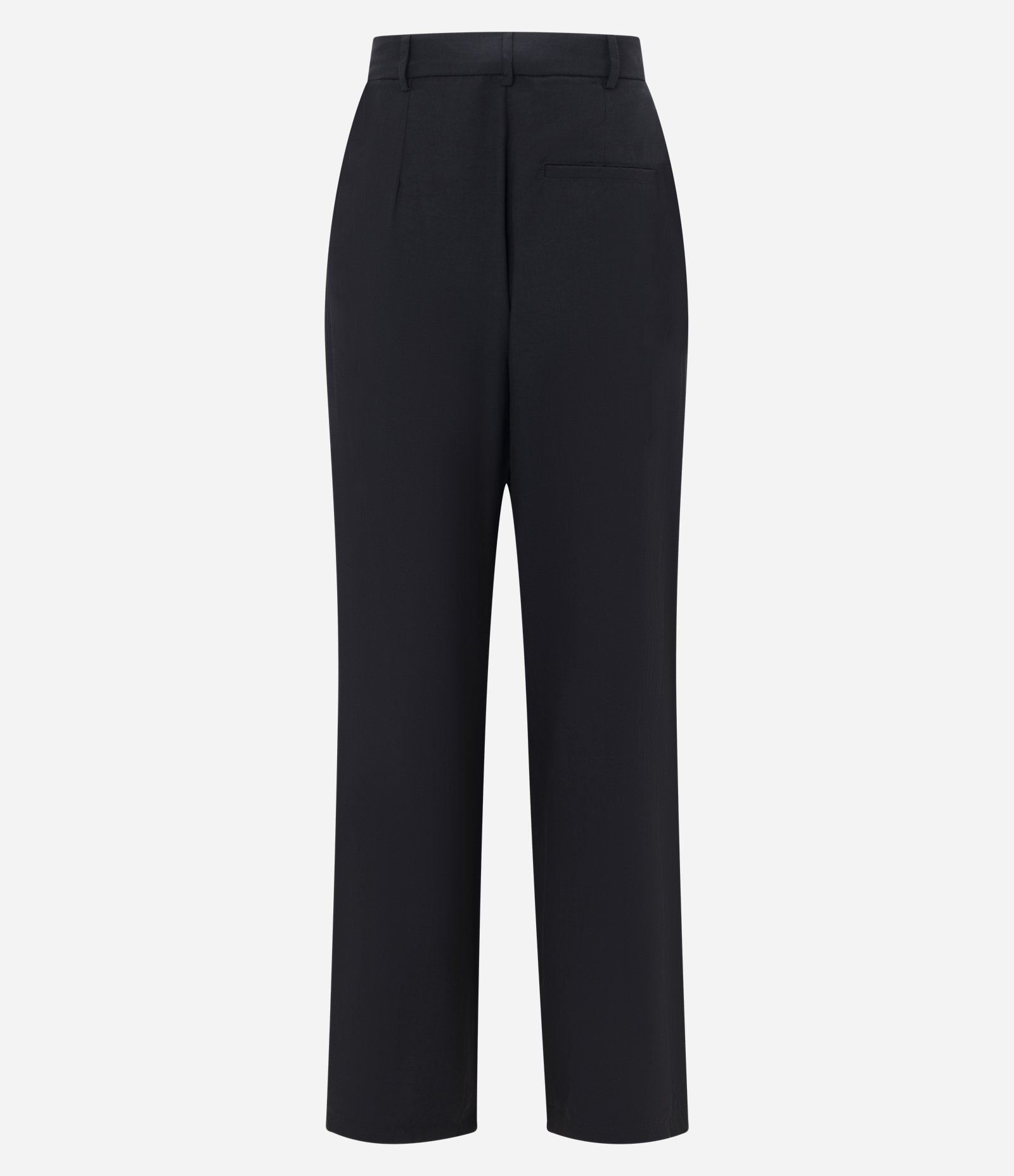 Calça Reta Acetinada com Cós Estruturado e Pregas Frontais Preto 7