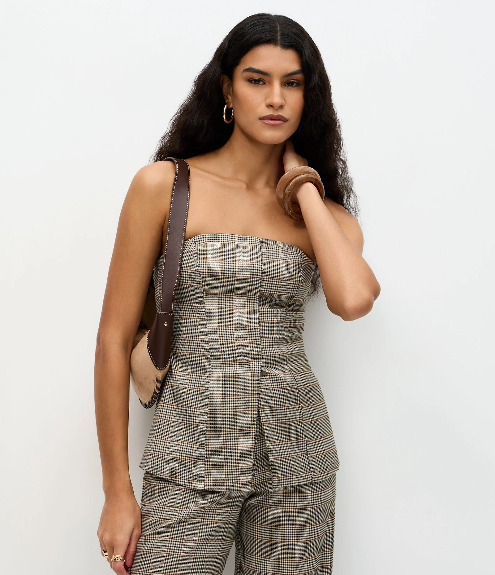 Blusa Tomara Que Caia Alfaiatada com Estampa Xadrez Multicores 1