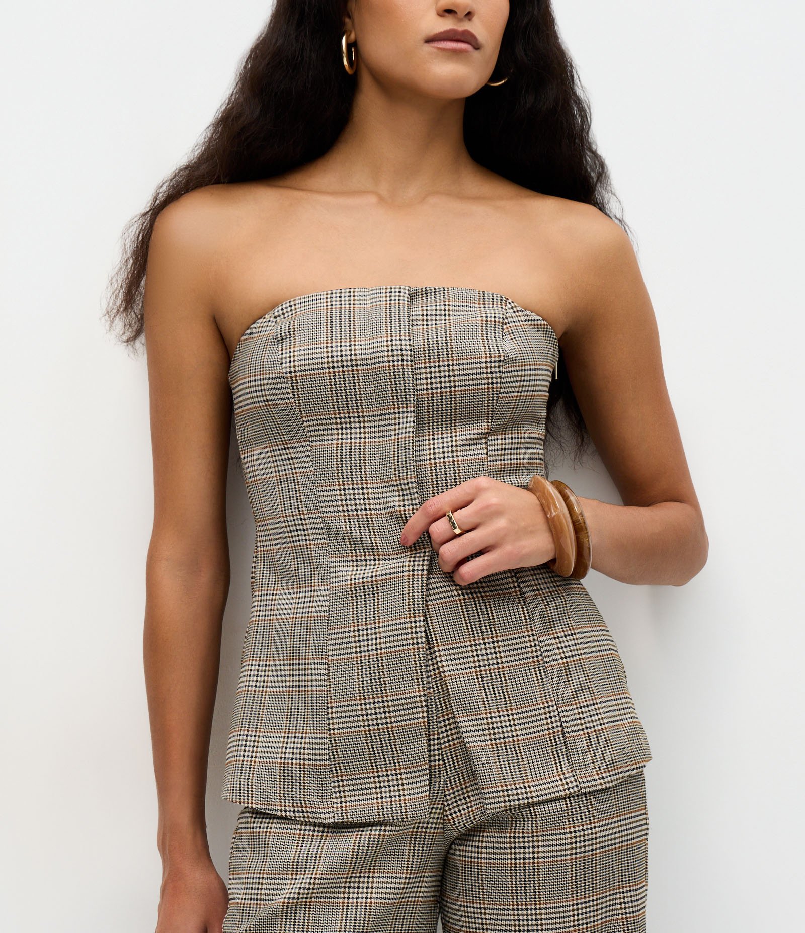 Blusa Tomara Que Caia Alfaiatada com Estampa Xadrez Multicores 4