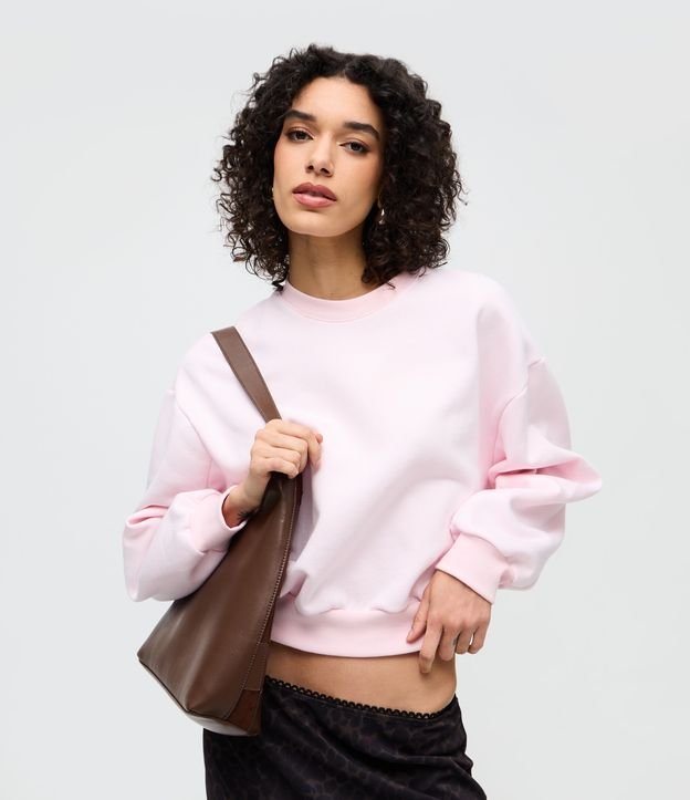 Blusa Regular Manga Longa em Moletom sem Felpa