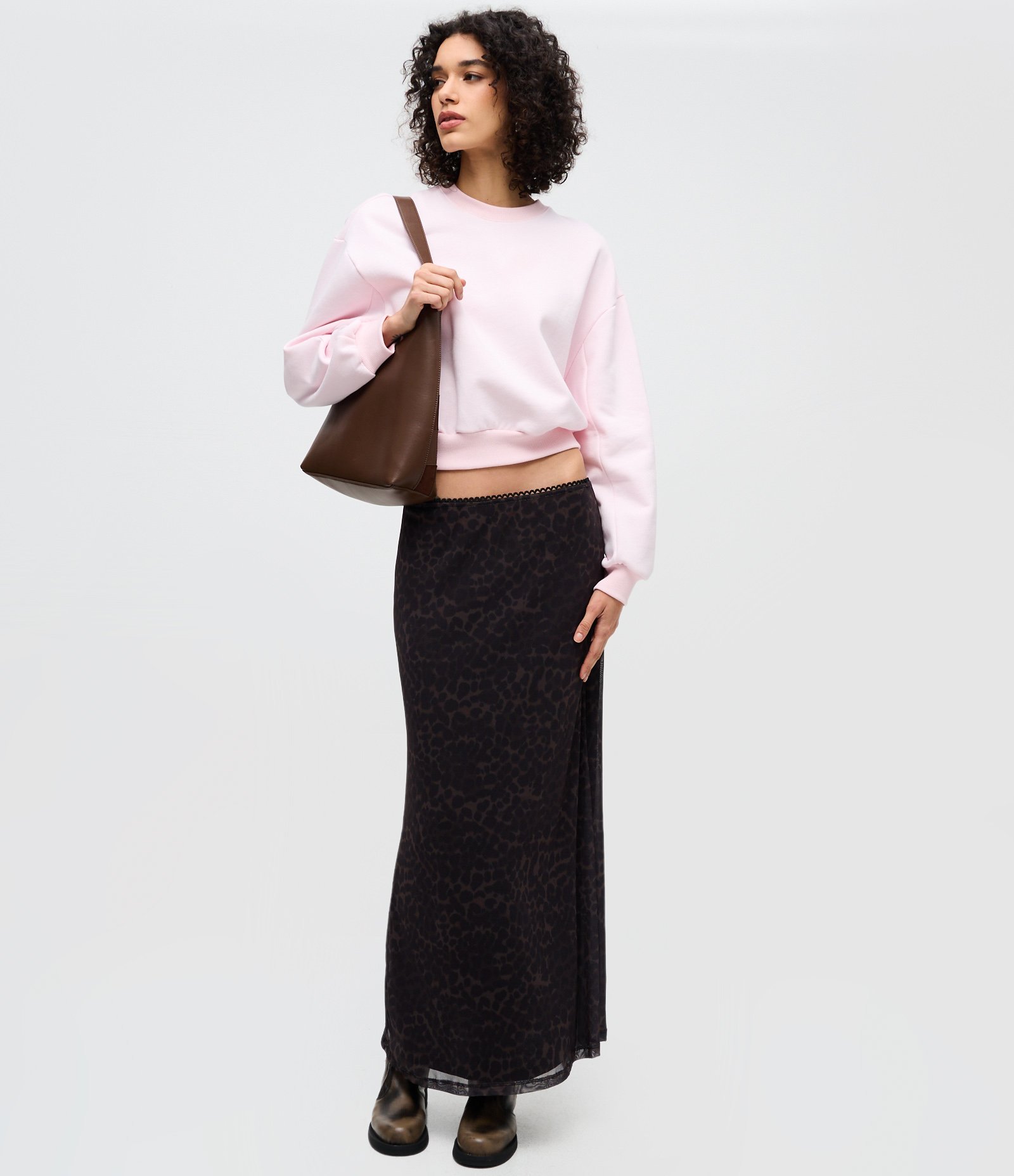 Blusa Regular Manga Longa em Moletom sem Felpa Rosa 2