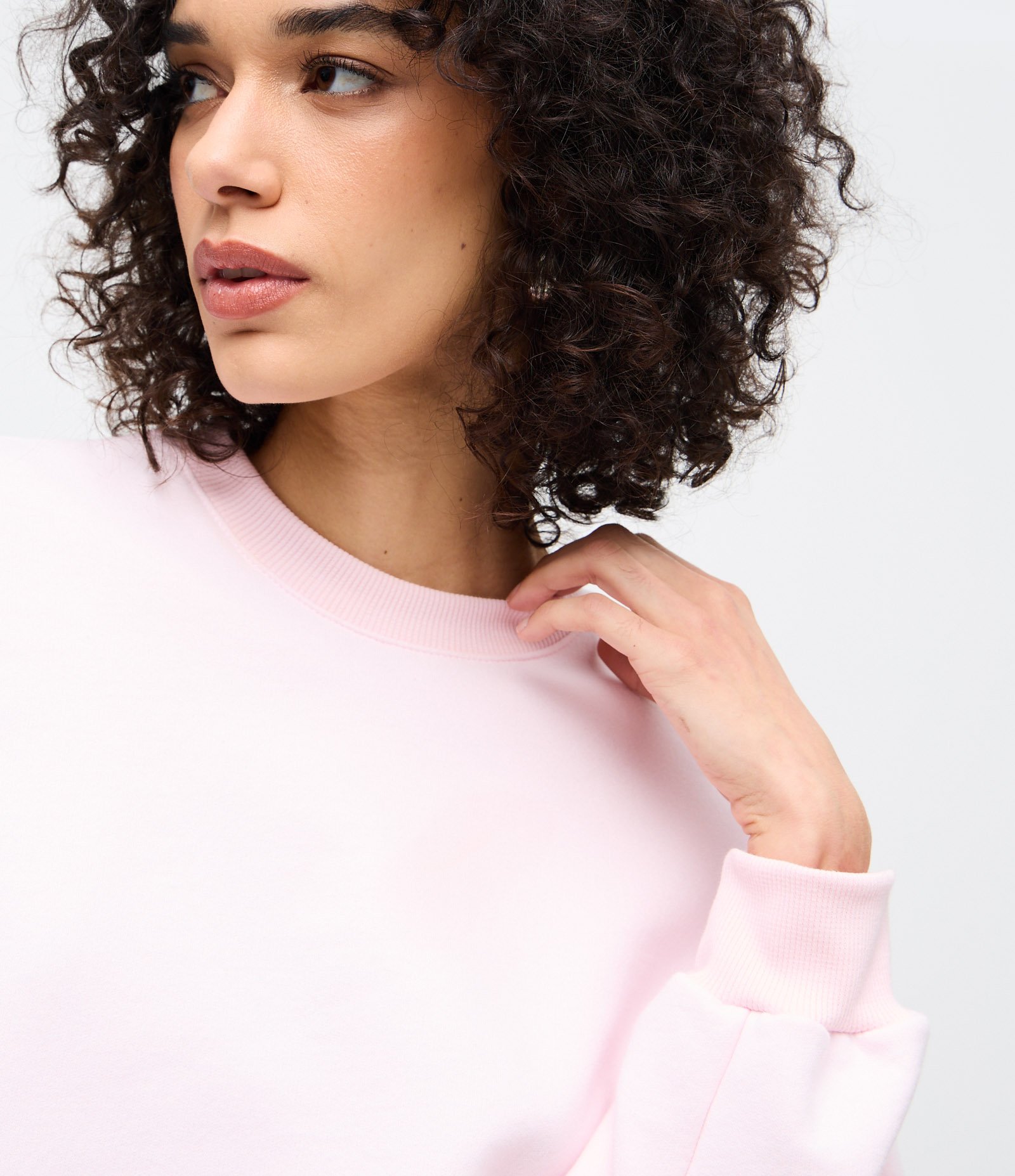 Blusa Regular Manga Longa em Moletom sem Felpa Rosa 3