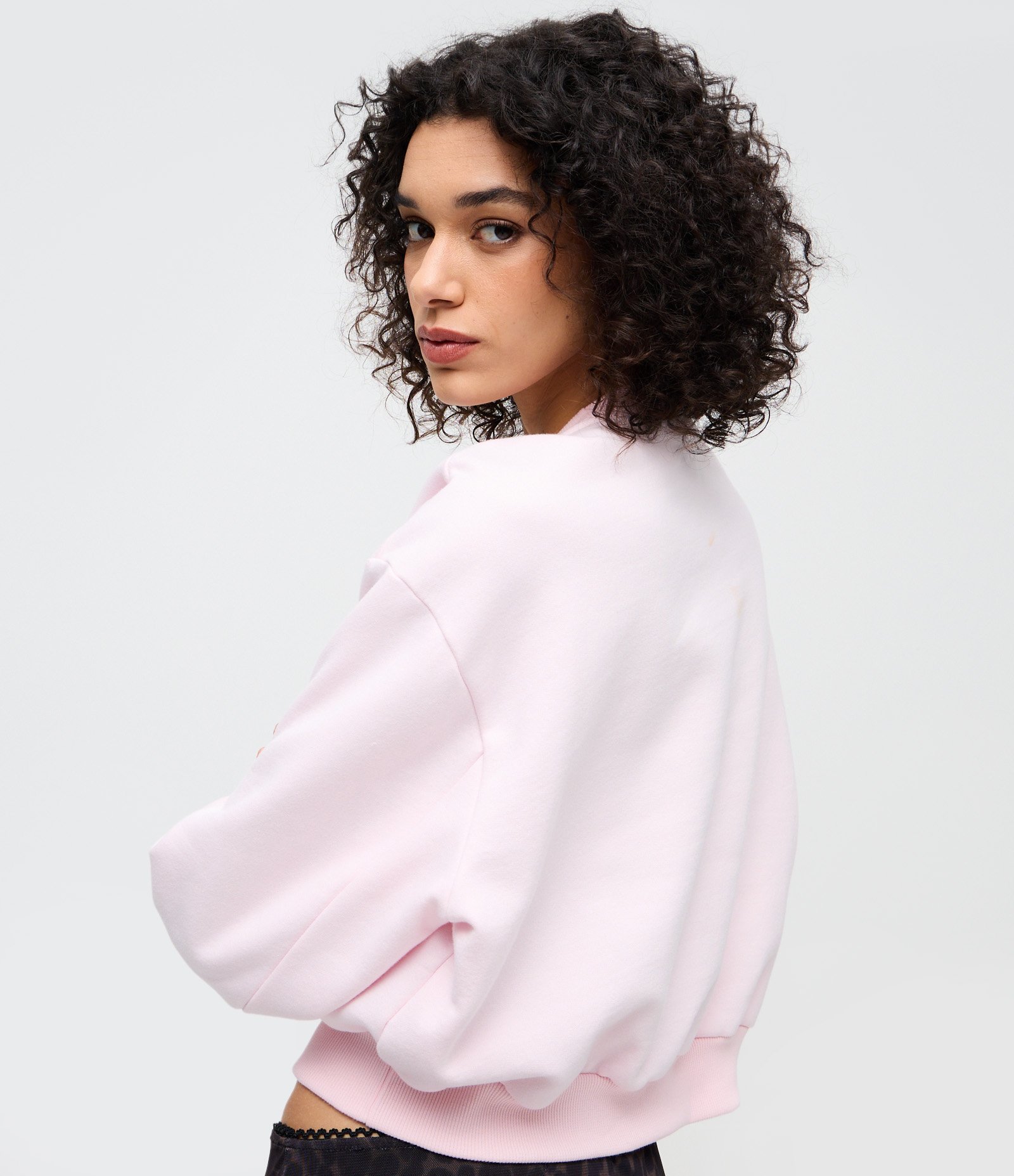 Blusa Regular Manga Longa em Moletom sem Felpa Rosa 4