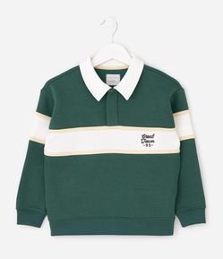 Casaco Infantil com Gola Polo e Recortes Contrastantes – Tam 1 a 6 Anos