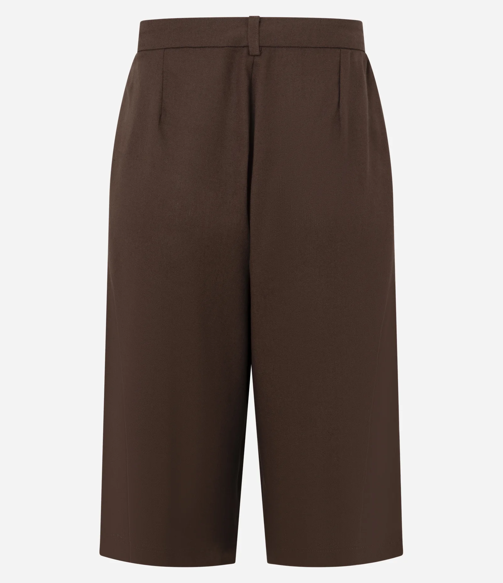 Bermuda em Viscolinho com Pregas Frontais Marrom 7