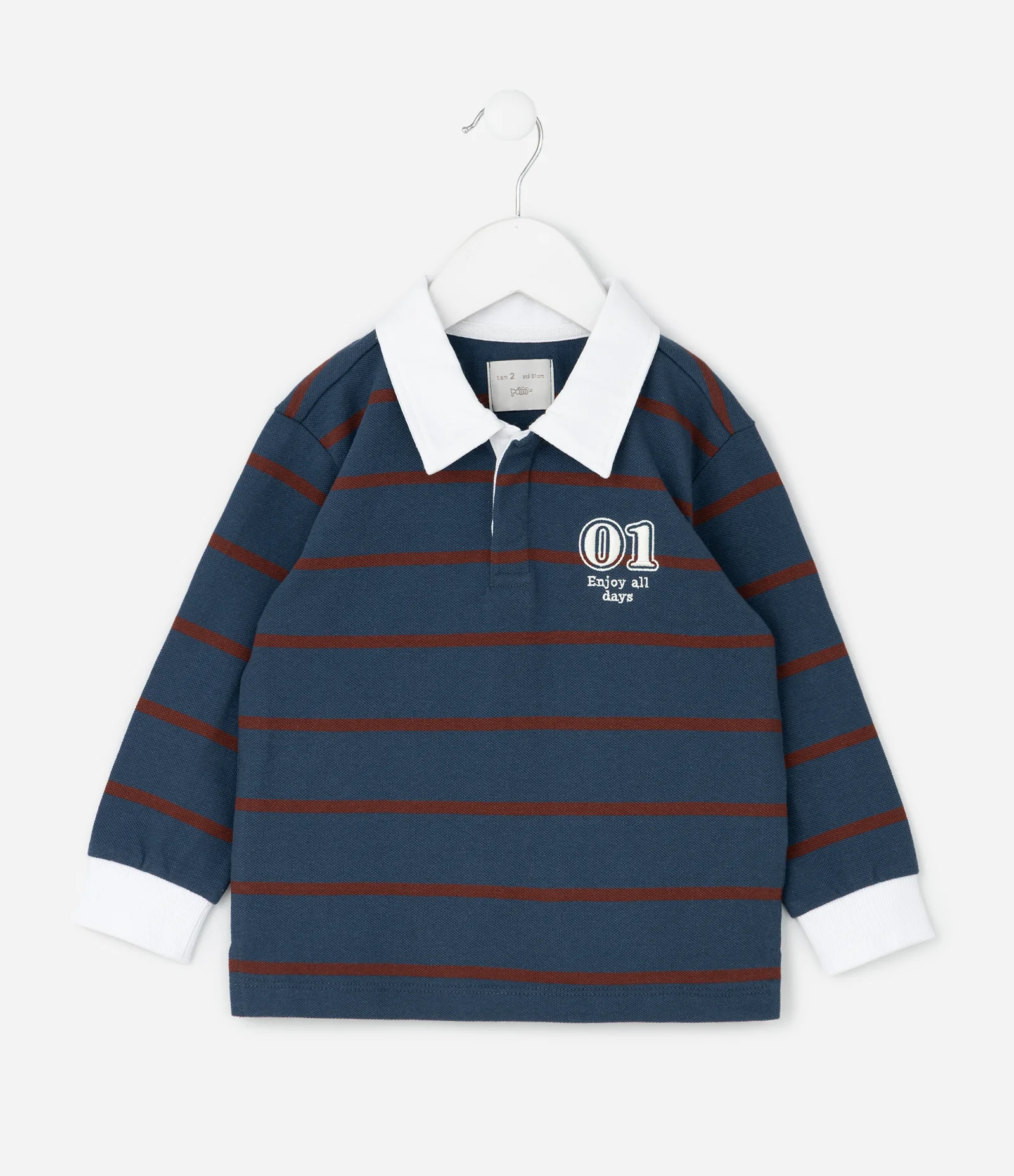 Camisa Polo Infantil Listras com Bordado – Tam 1 a 6 Anos Azul Petróleo 1