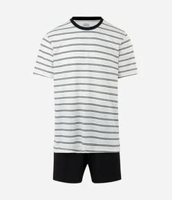 Pijama Curto Blusa Listrada e Short