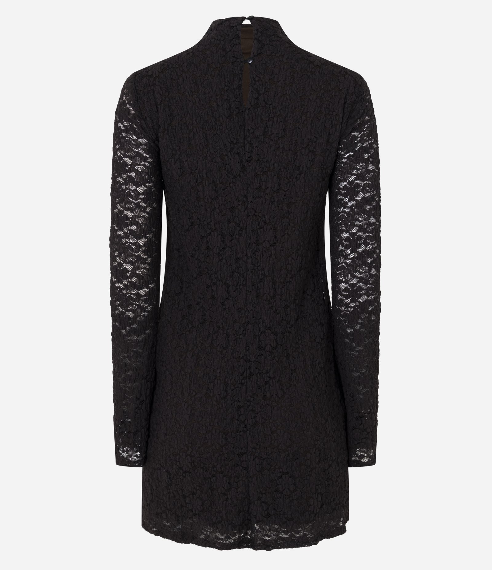 Vestido Rendado com Manga Longa e Gola Alta Marrom 7