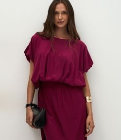 Blusa em Viscose com Efeito Balonê e Mangas Curtas