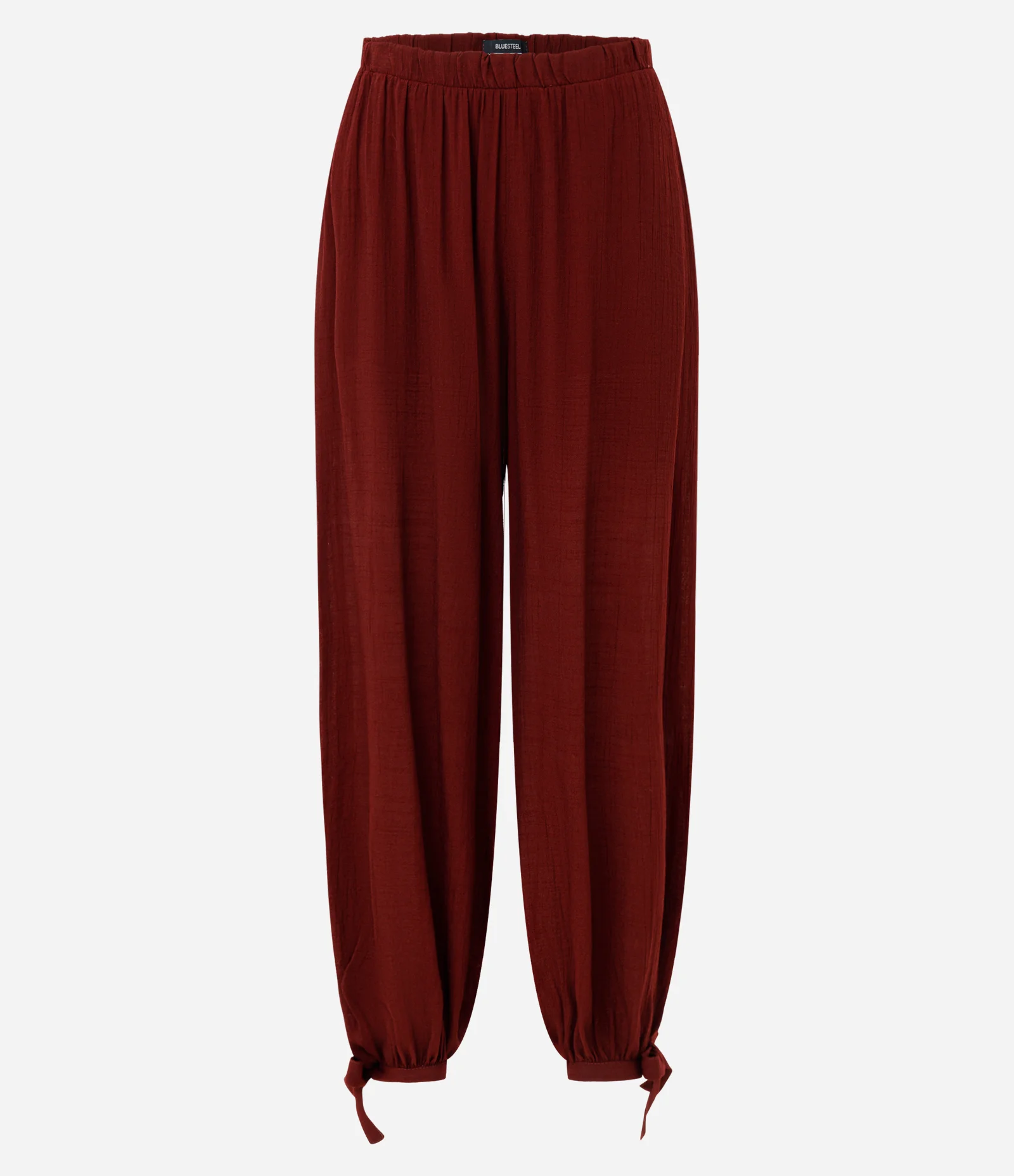 Calça Aladim em Crepe com Amarração na Barra Vermelho 1