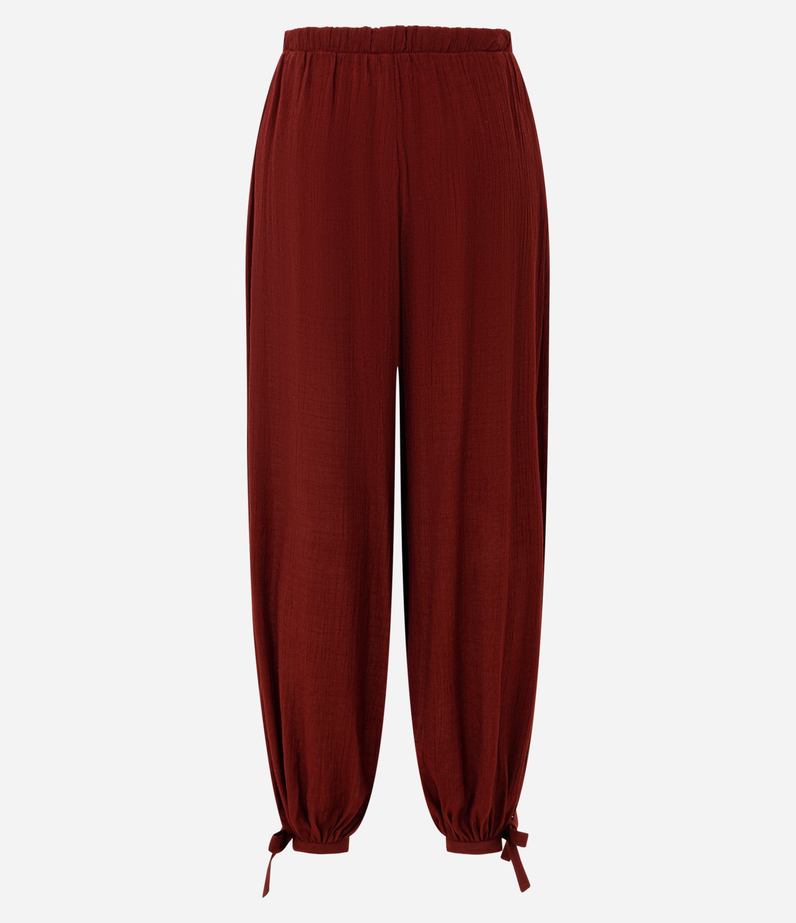 Calça Aladim em Crepe com Amarração na Barra Vermelho 3
