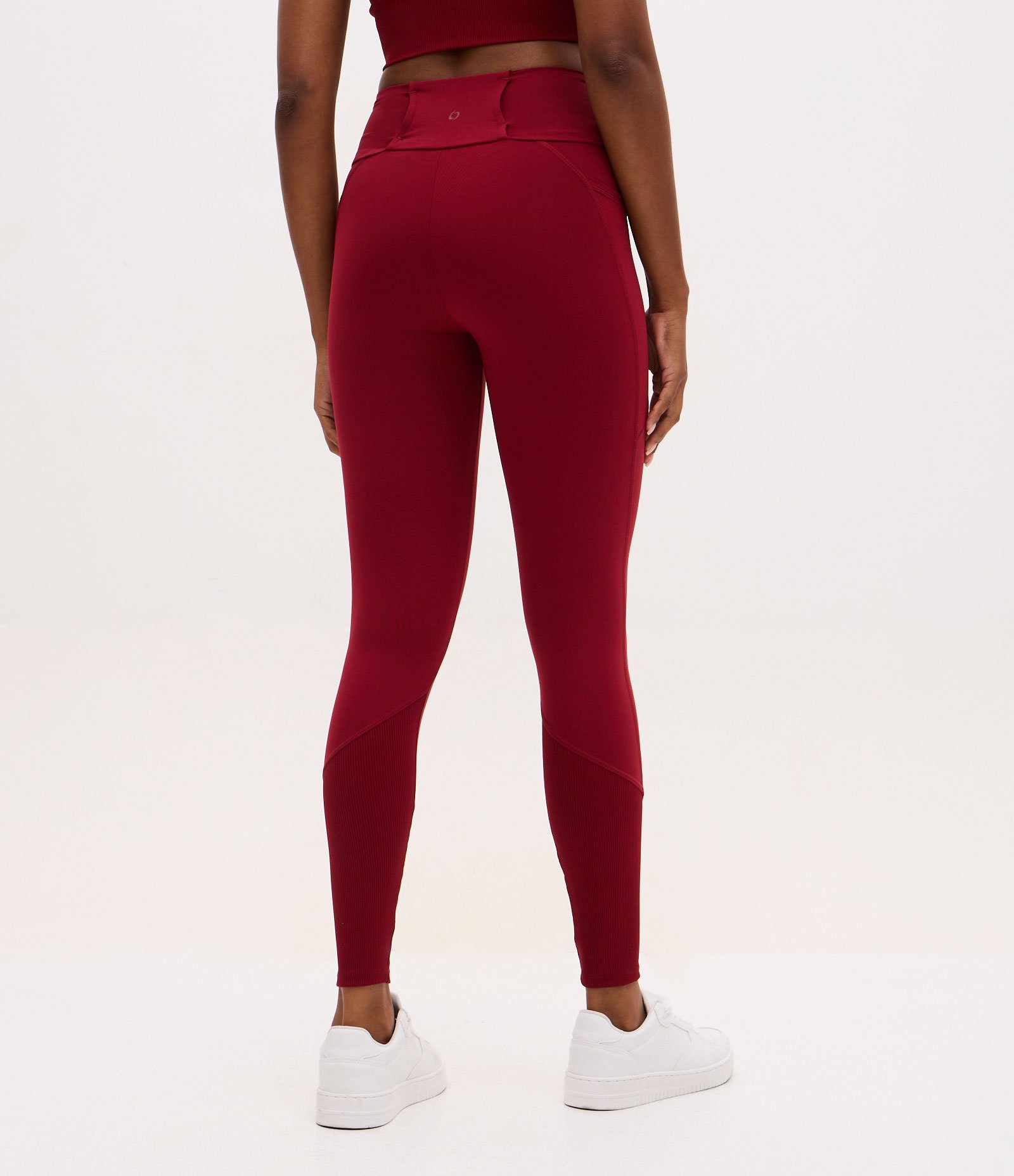 Calça Legging Esportiva com Recorte Canelado e Bolso Lateral Vermelho 4