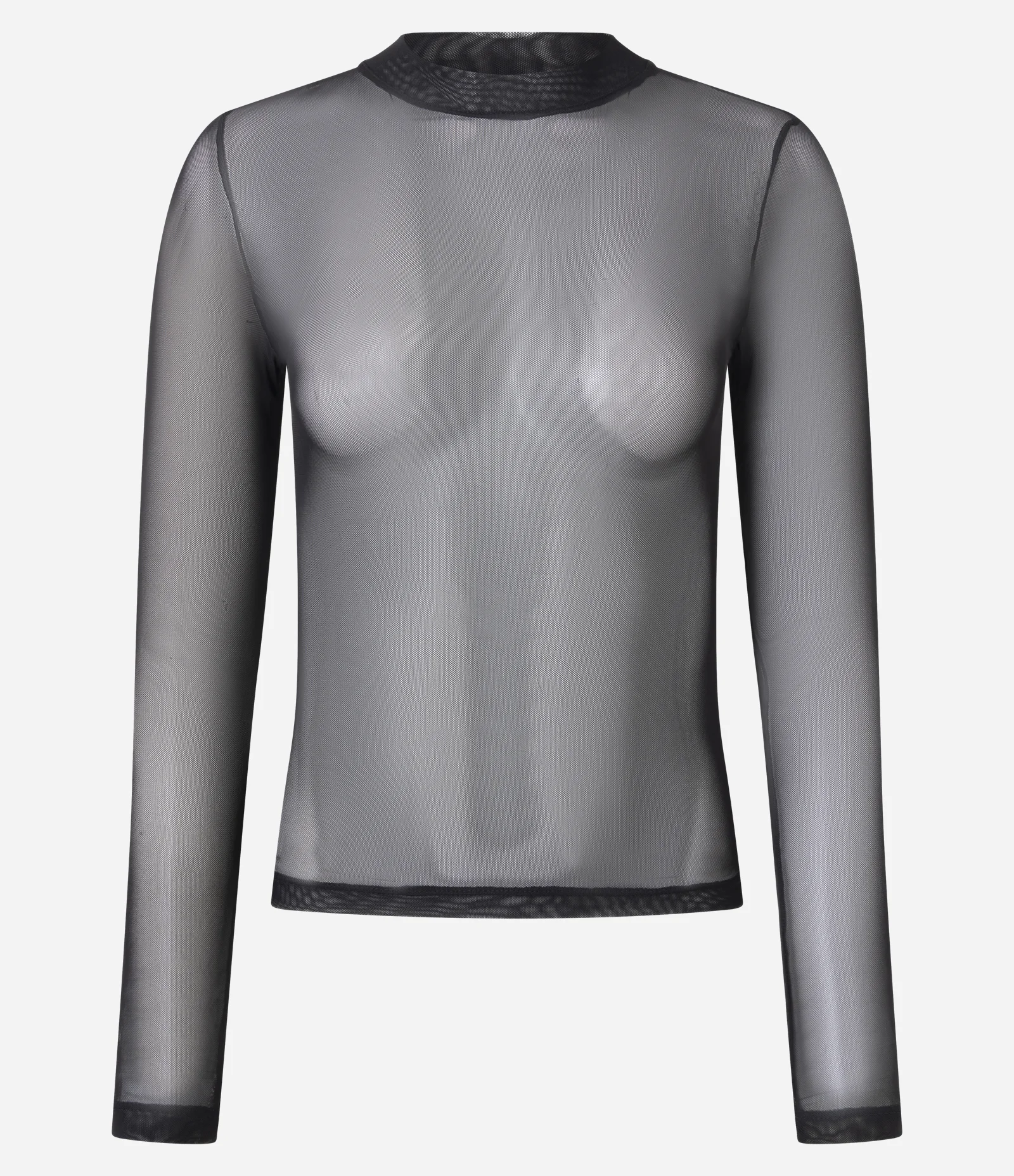 Camiseta Segunda Pele em Tule Manga Longa Preto 1