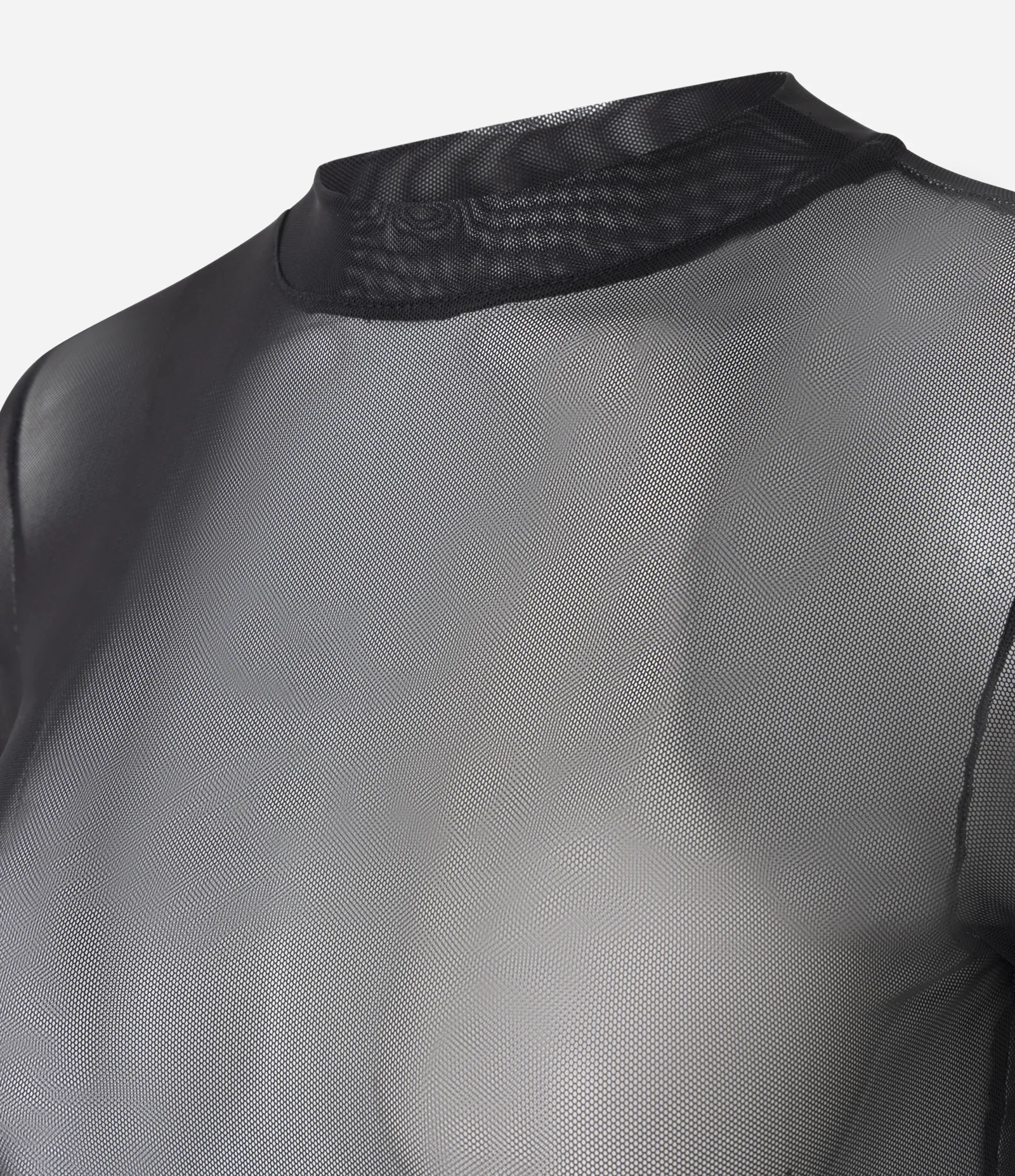 Camiseta Segunda Pele em Tule Manga Longa Preto 2