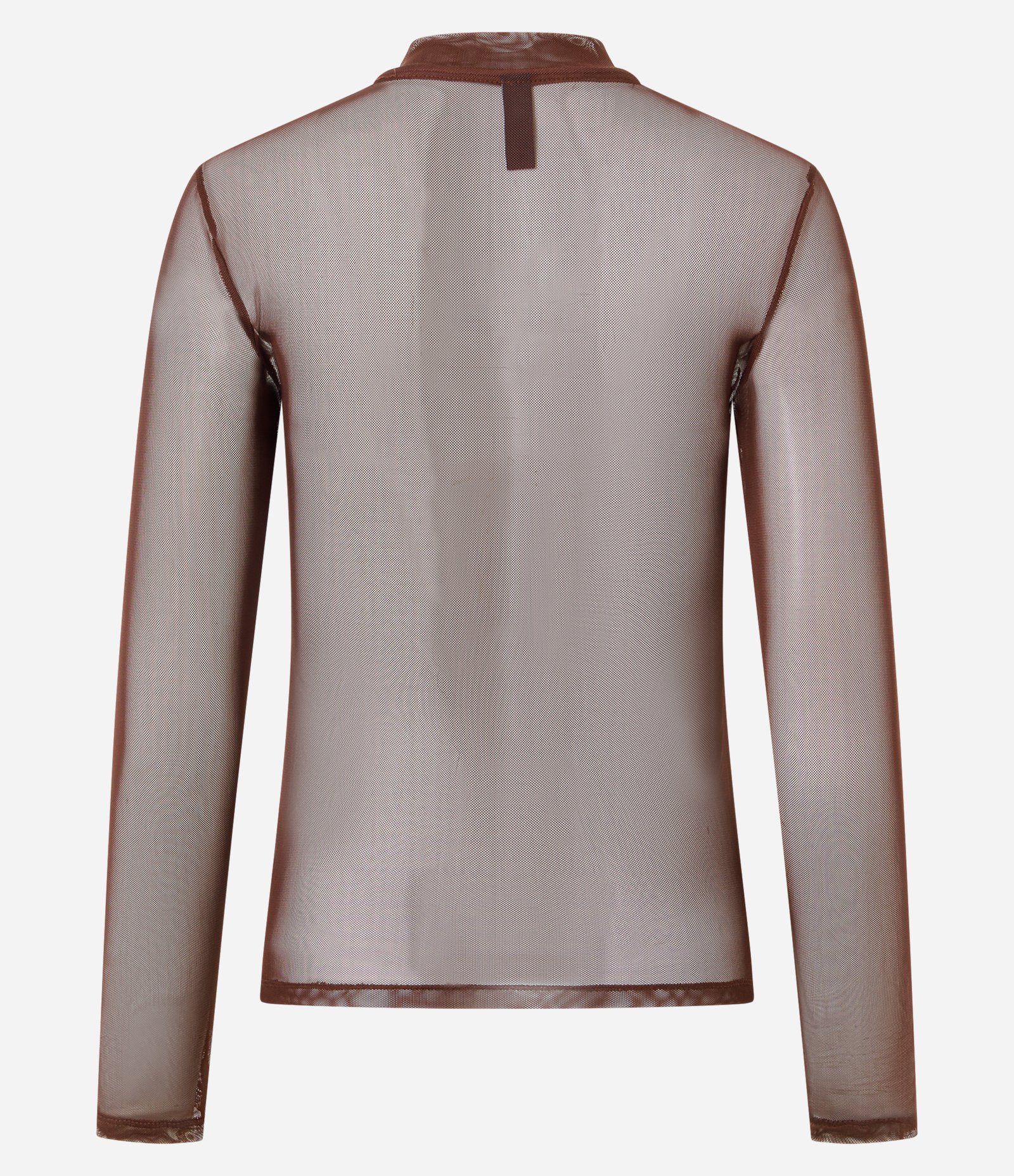 Camiseta Segunda Pele em Tule Manga Longa Marrom 3