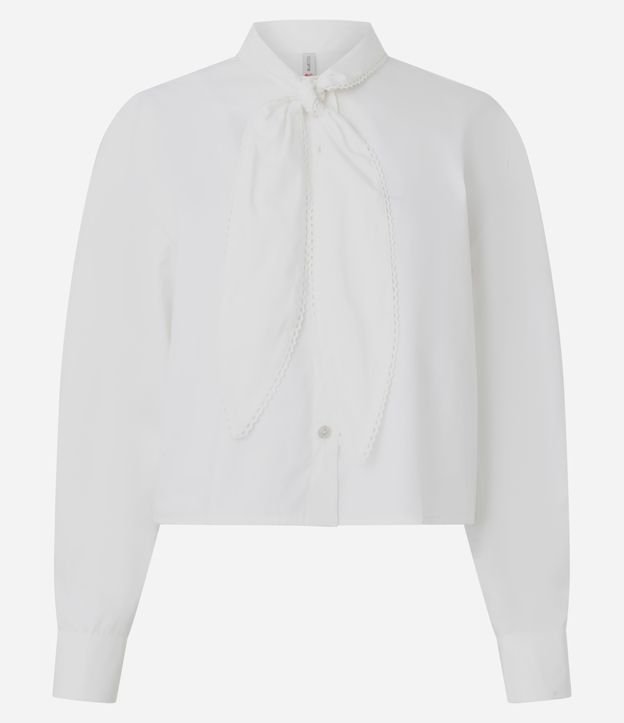 Camisa em Algodão com Amarração na Gola