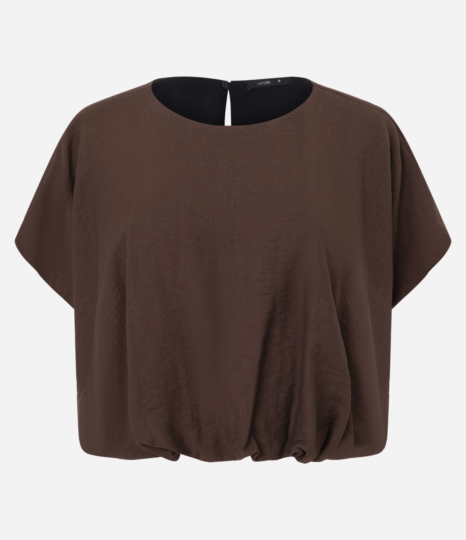 Blusa Balonê Curta em Viscose Marrom 5