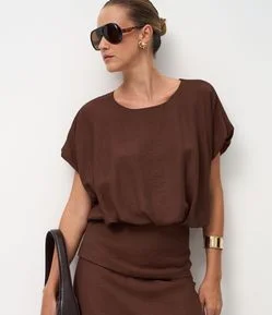 Blusa Balonê Curta em Viscose