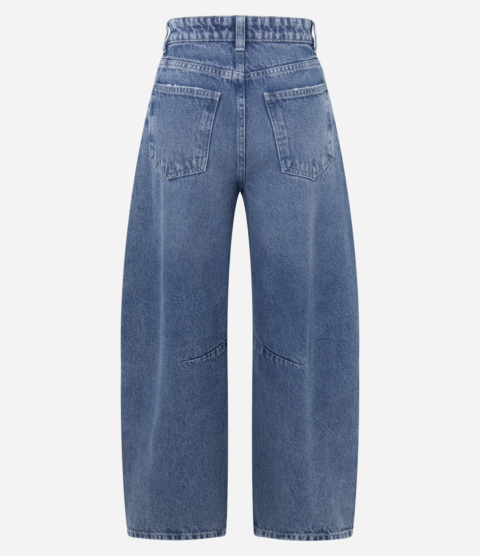Calça Barrel em Denim com Cintura média e Five Pockets Estruturados Azul 2