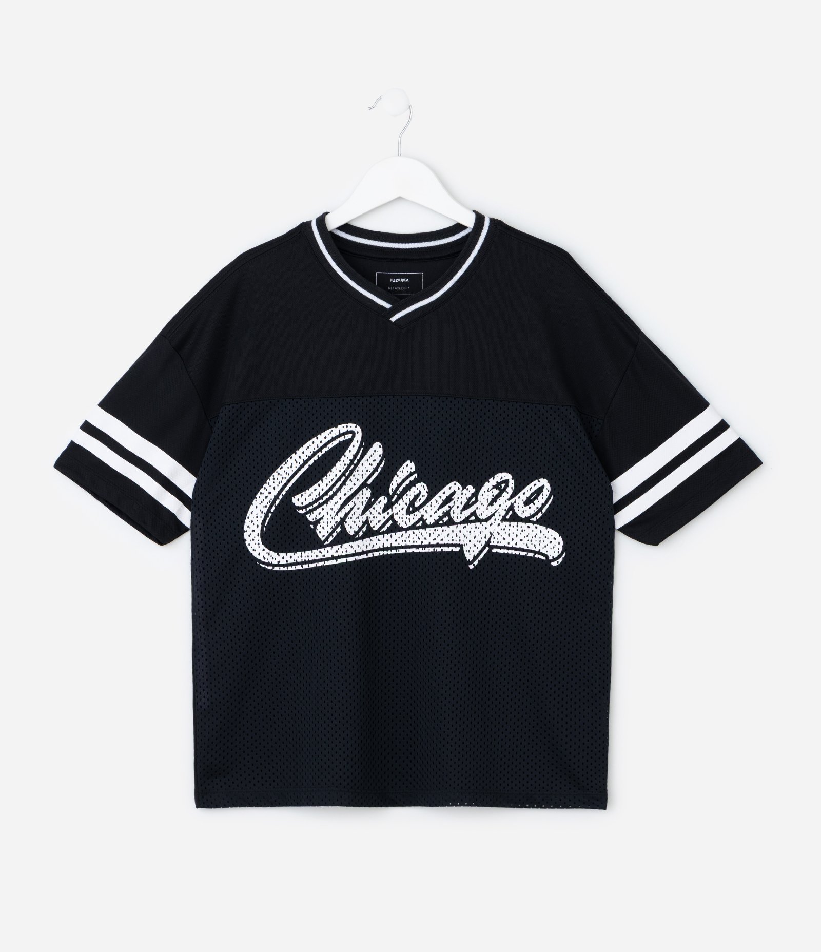 Camiseta Esportiva Chicago Football - Tam 5 a 14 Anos Preto 1
