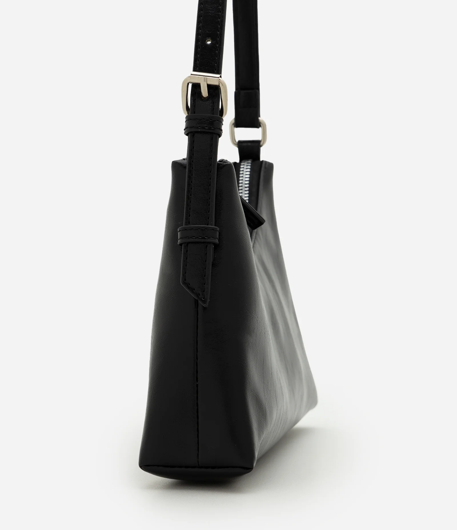 Bolsa Baguete Pequena em PU com Ajuste de Alça Preto 2