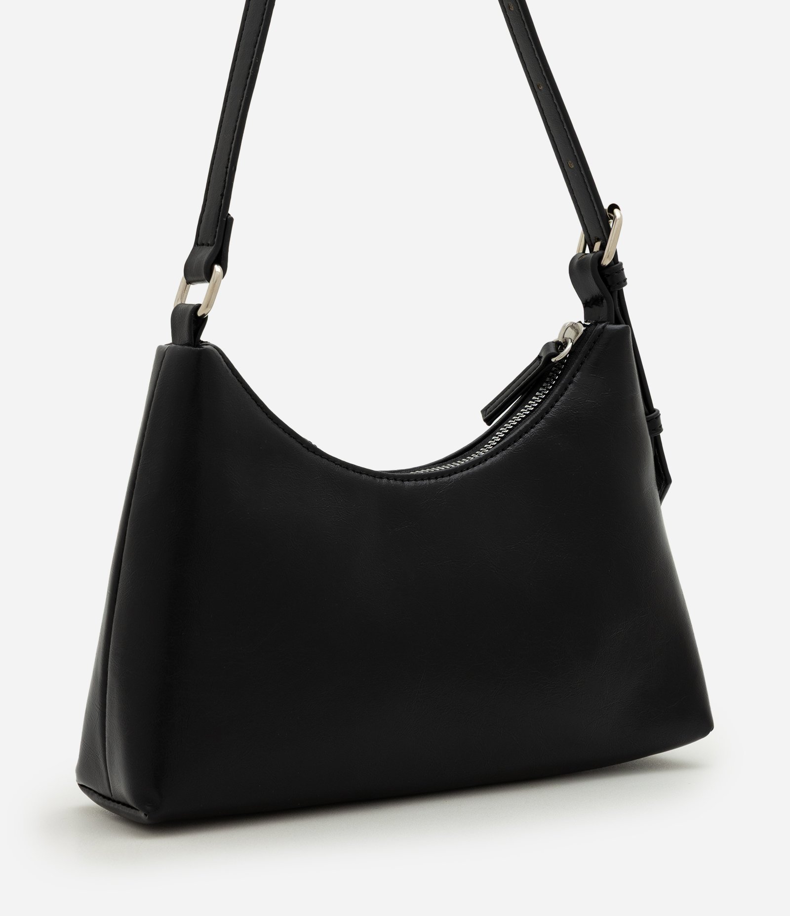Bolsa Baguete Pequena em PU com Ajuste de Alça Preto 3