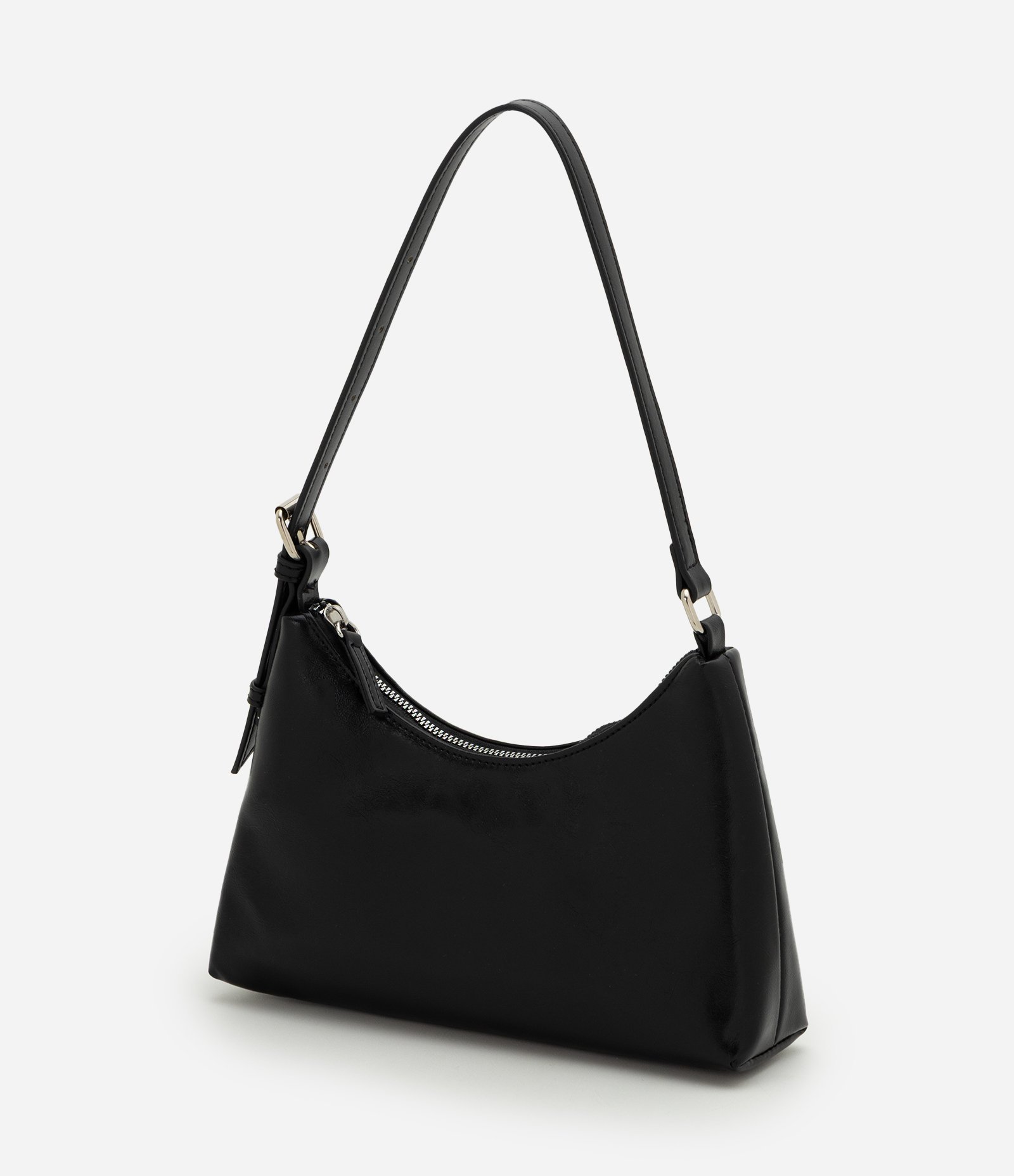 Bolsa Baguete Pequena em PU com Ajuste de Alça Preto 4