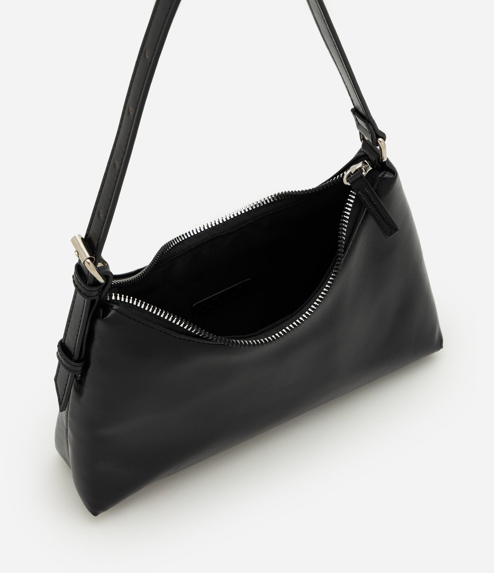Bolsa Baguete Pequena em PU com Ajuste de Alça Preto 5