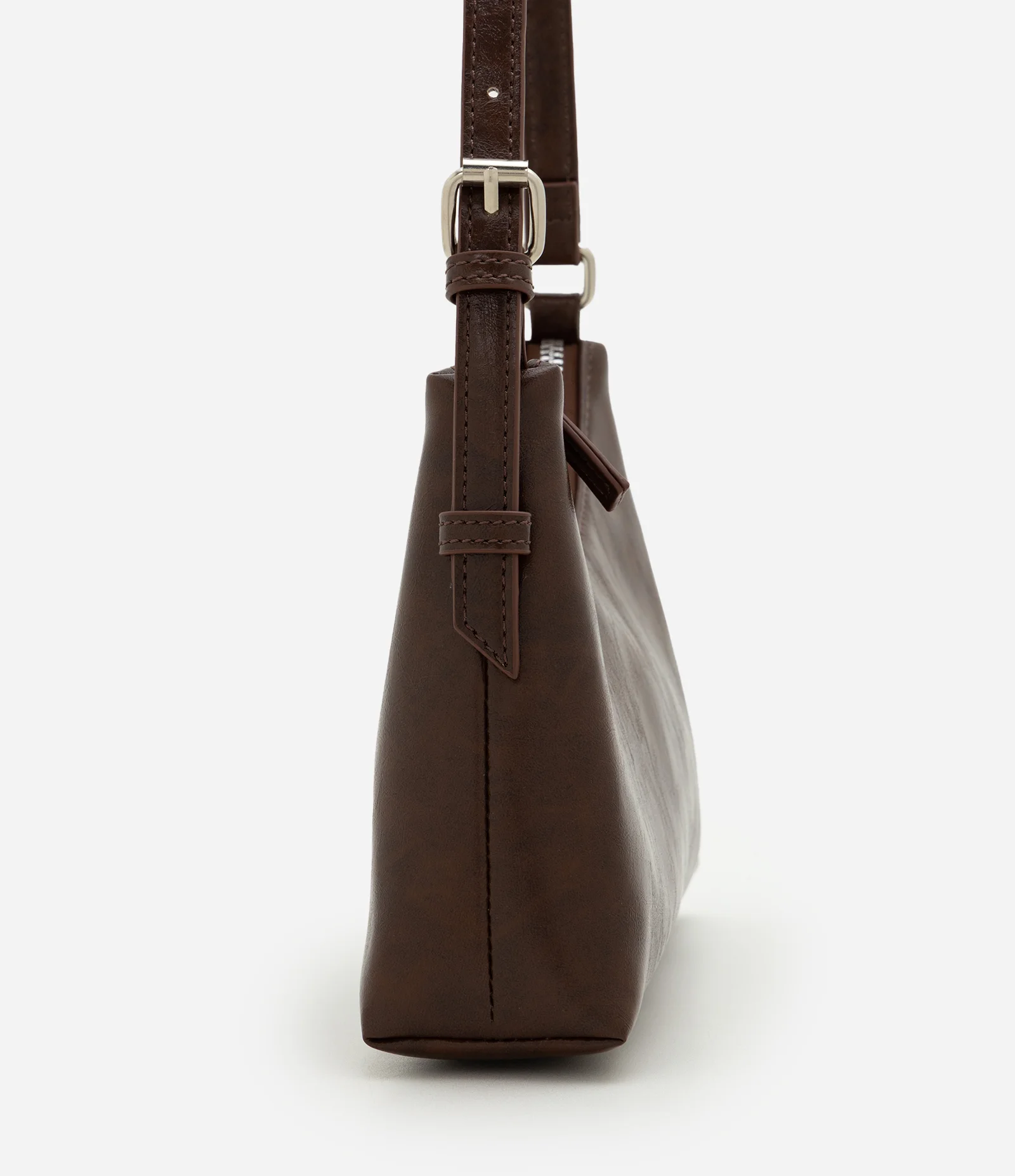 Bolsa Baguete Pequena em PU com Ajuste de Alça Marrom 2