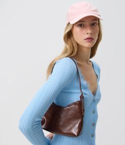 Bolsa Baguete Pequena em PU com Ajuste de Alça
