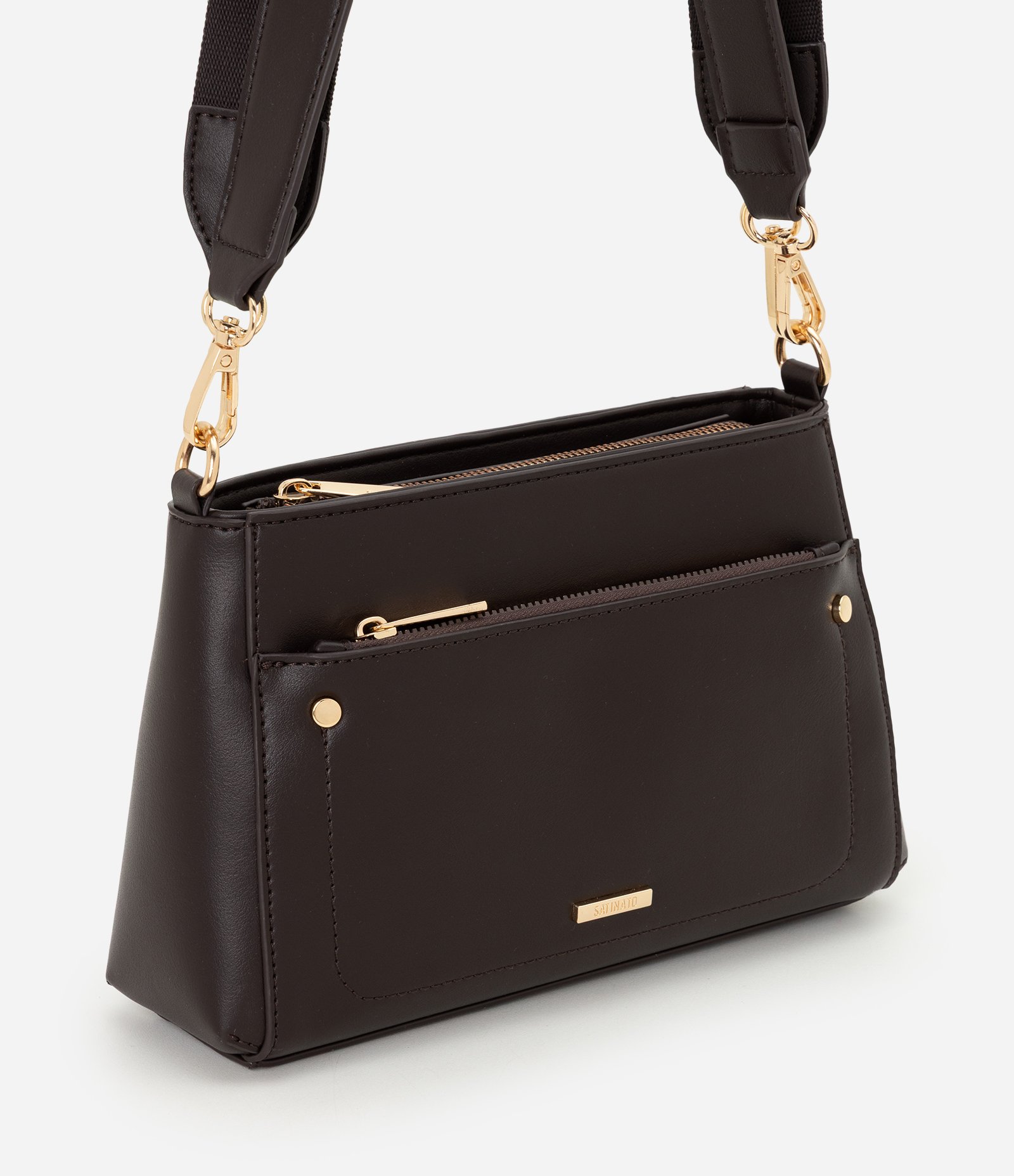 Bolsa Média Transversal com Alça Removível e Ajustável Marrom 1