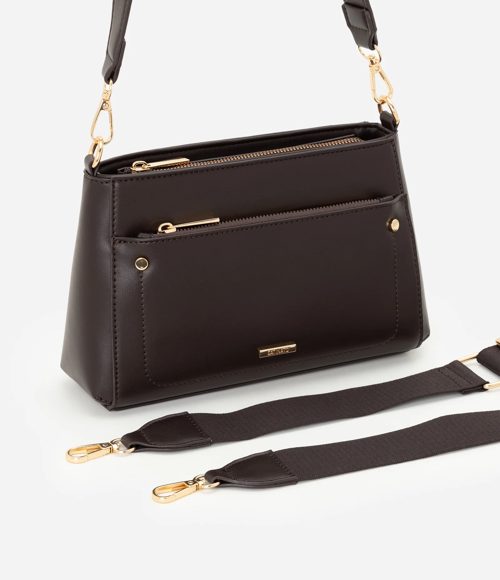 Bolsa Média Transversal com Alça Removível e Ajustável Marrom 7