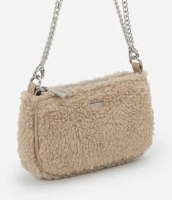 Bolsa Transversal com Corrente e Textura de Pelos