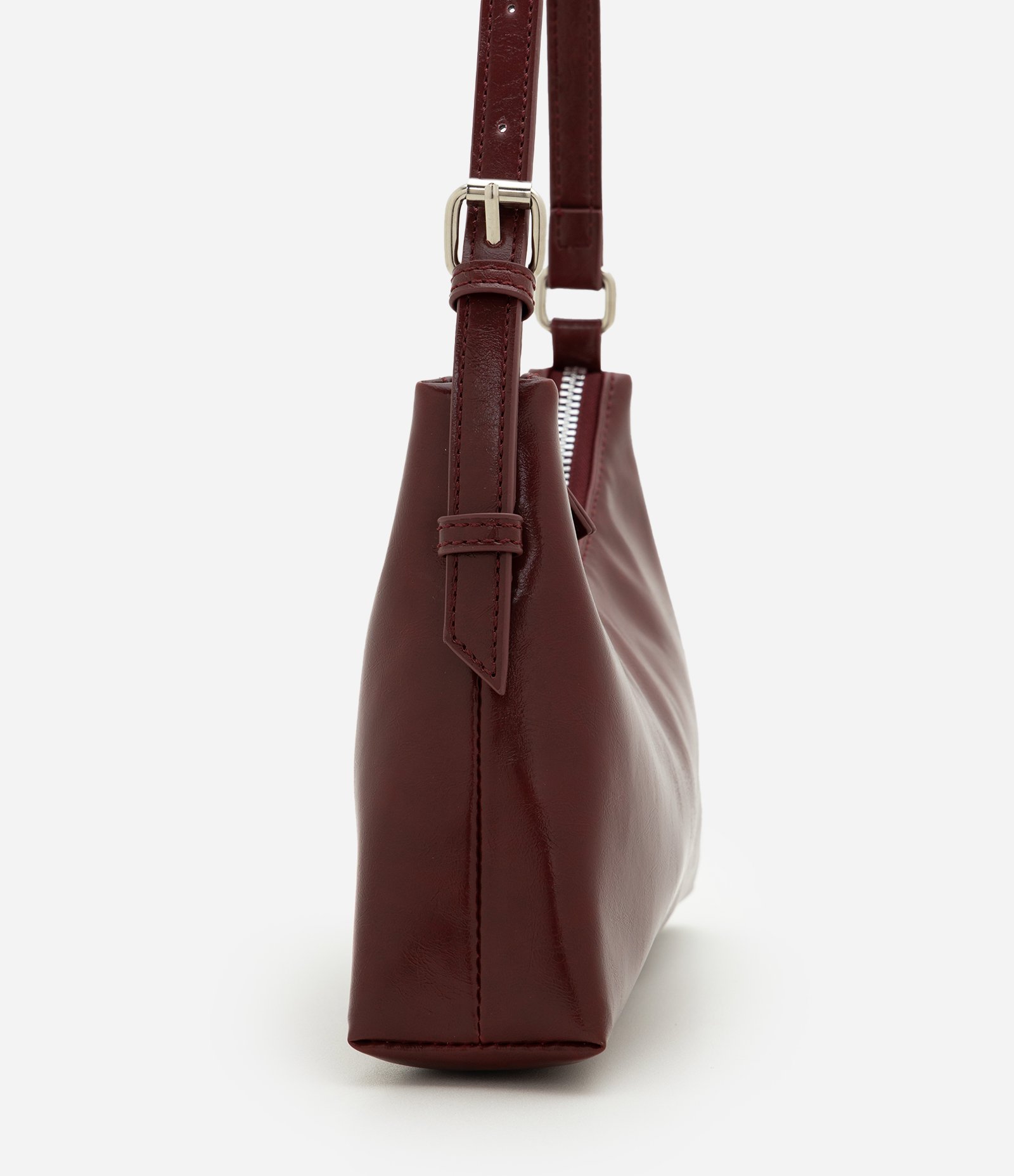 Bolsa Baguete Pequena em PU com Ajuste de Alça Vinho 2