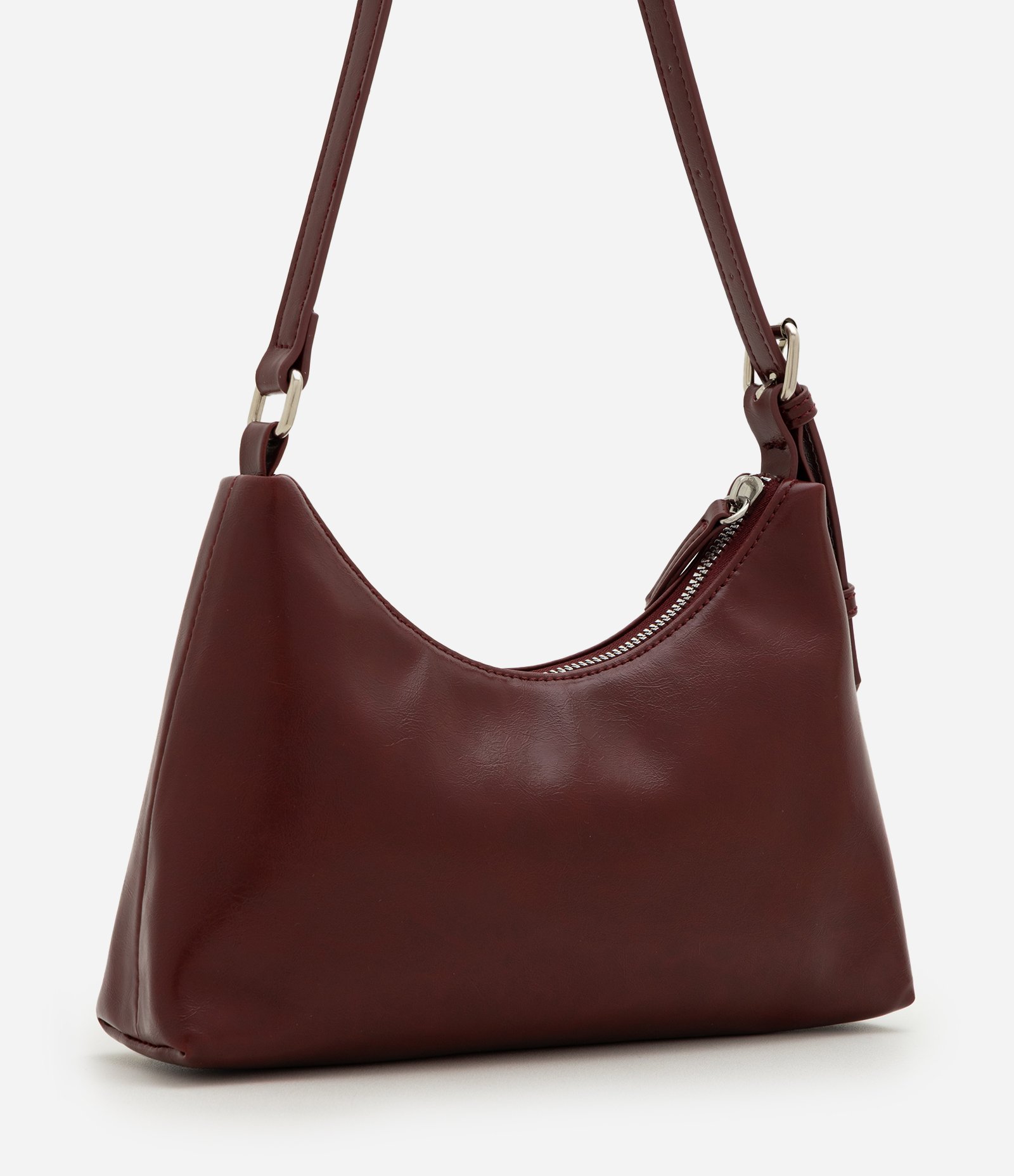 Bolsa Baguete Pequena em PU com Ajuste de Alça Vinho 3