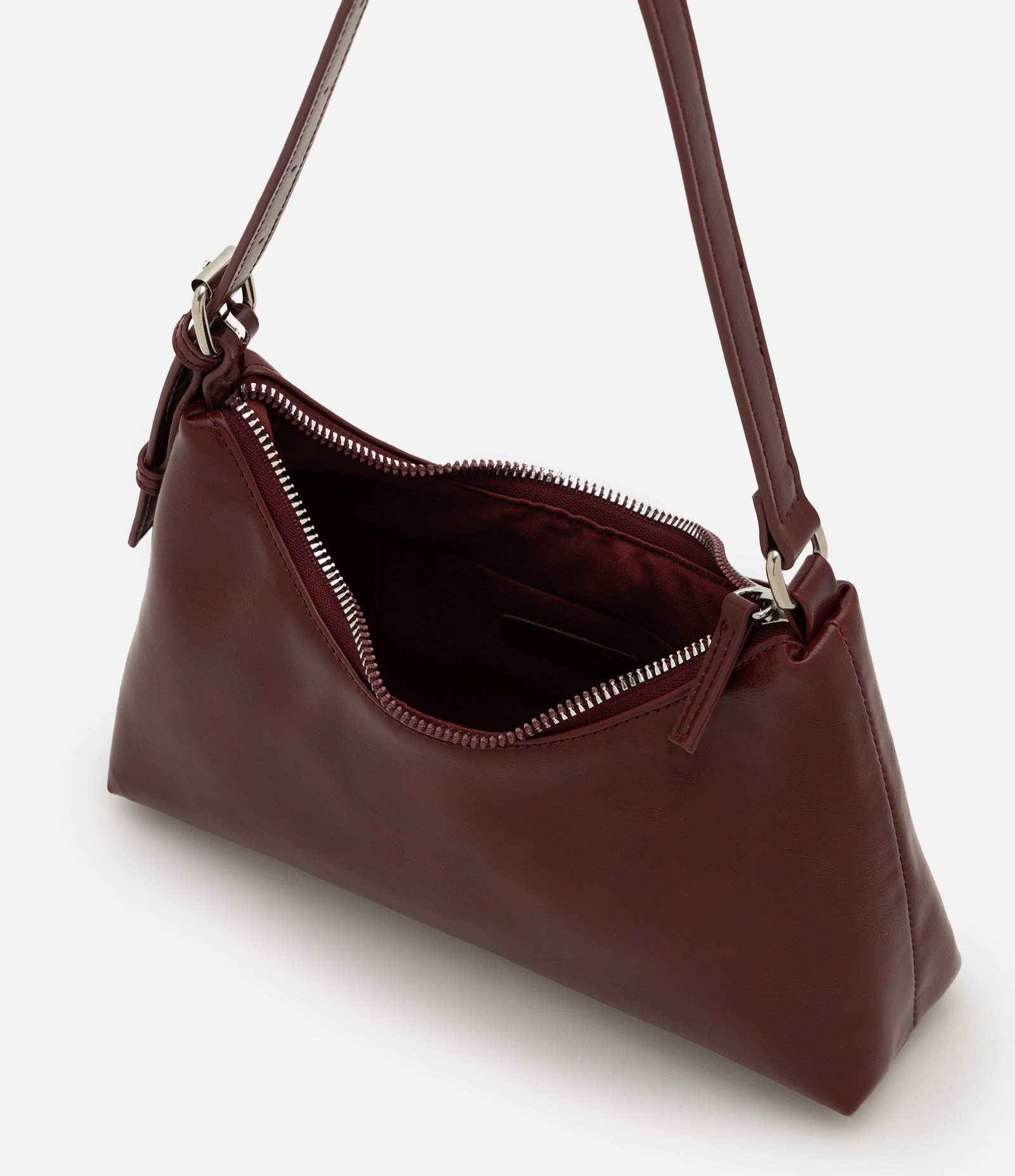 Bolsa Baguete Pequena em PU com Ajuste de Alça Vinho 6