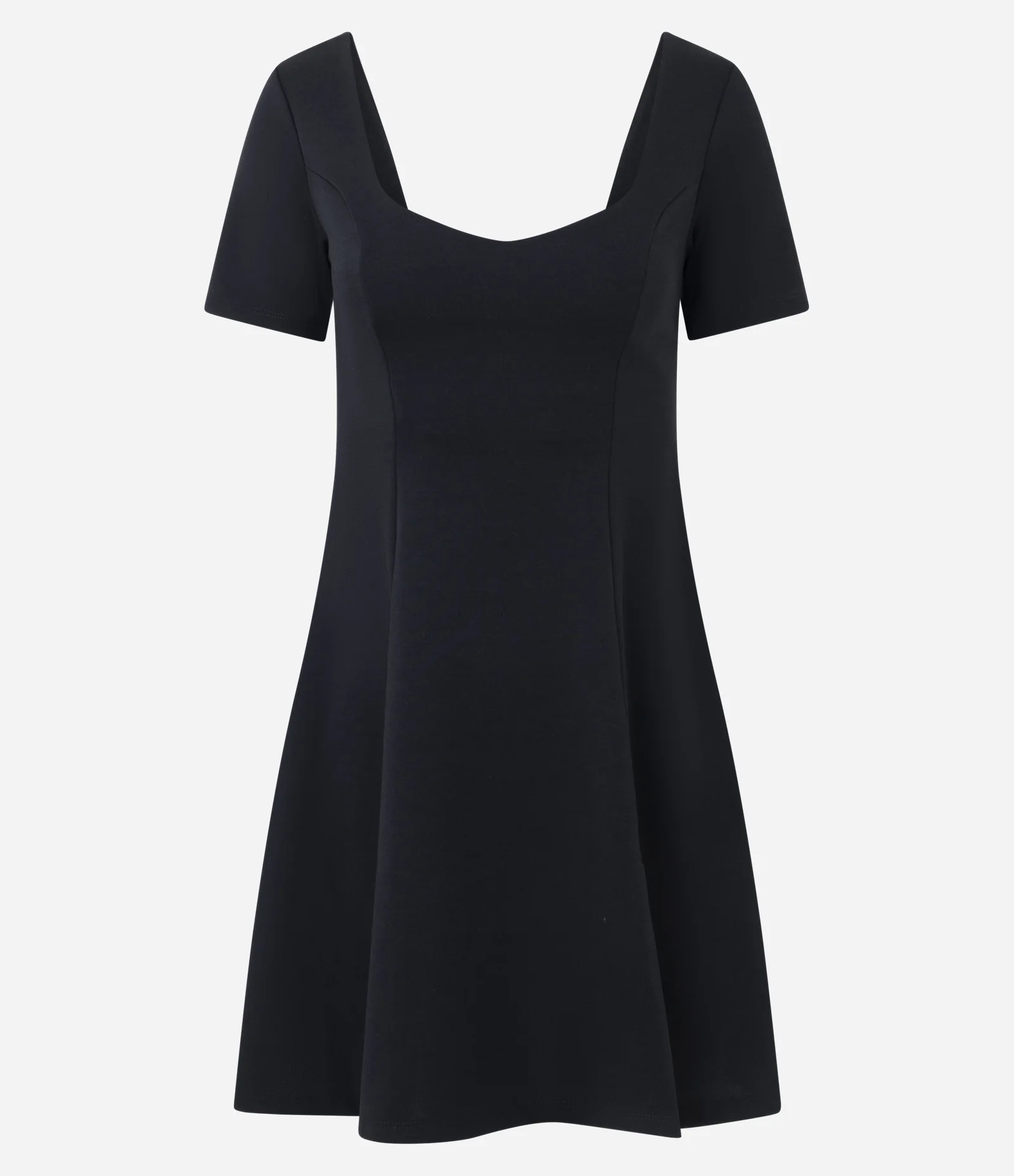 Vestido Evasê em Ponto Roma com Decote V Preto 1