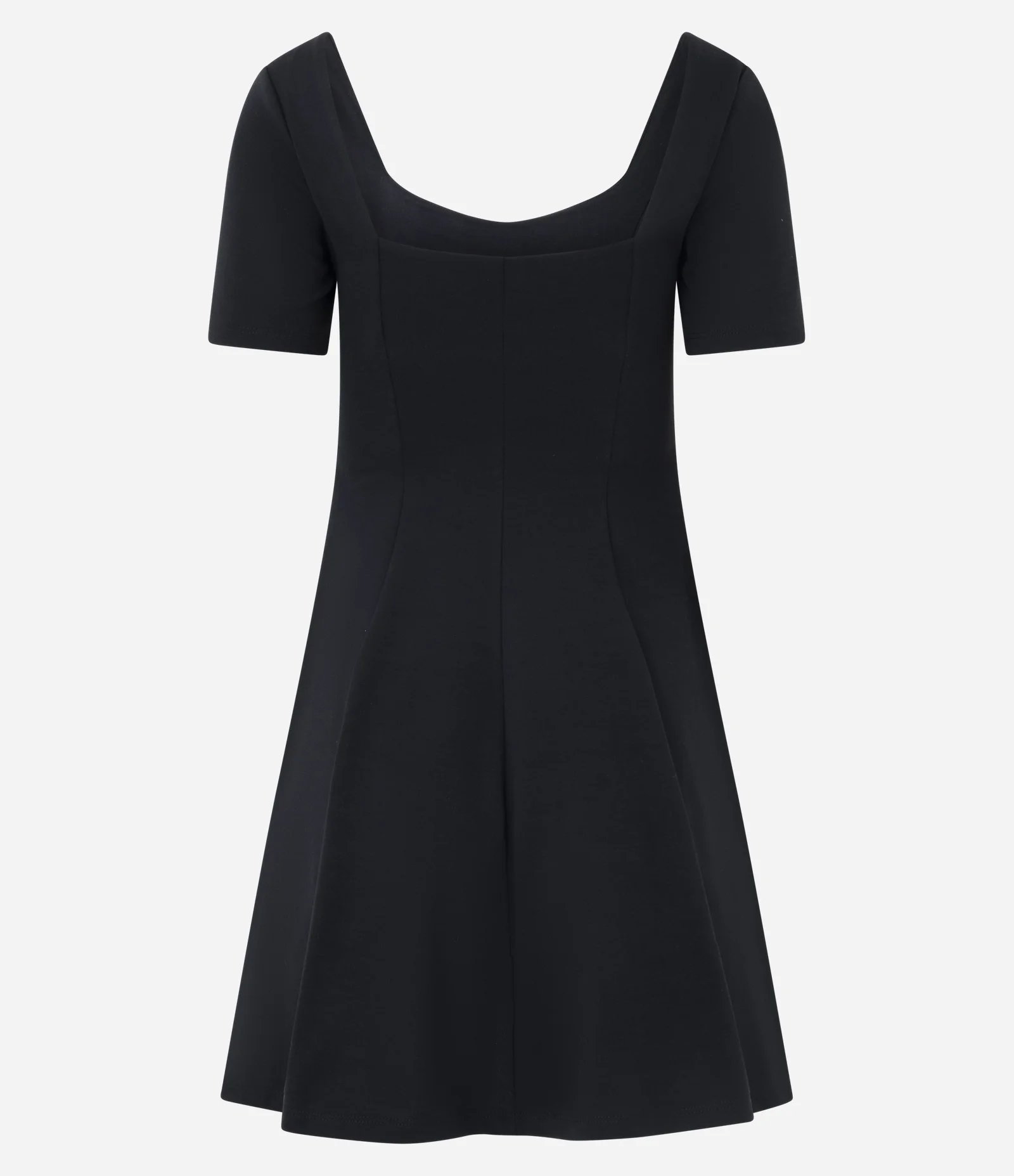 Vestido Evasê em Ponto Roma com Decote V Preto 2