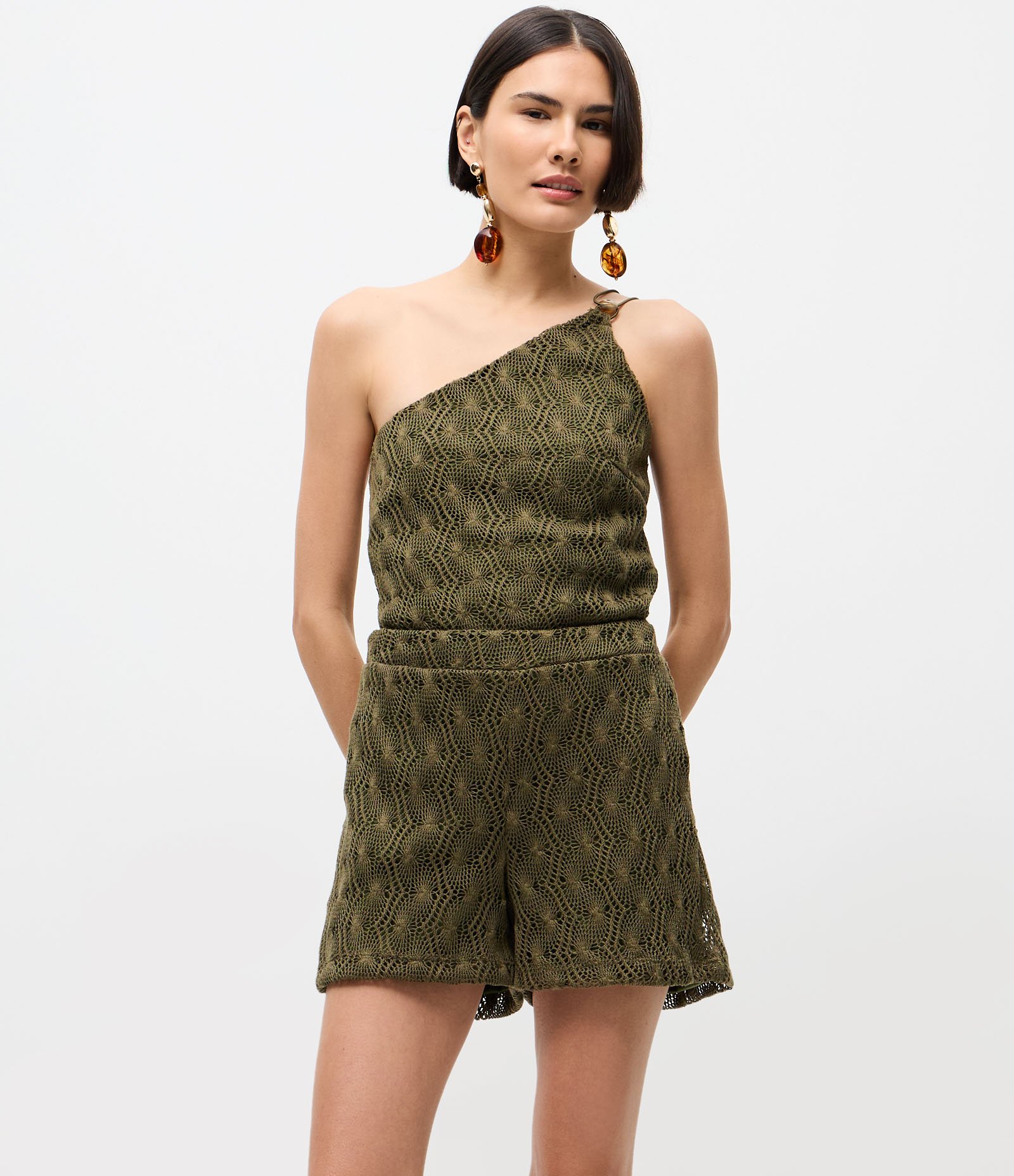 Short Evasê Diferenciado com Texturização Verde 2