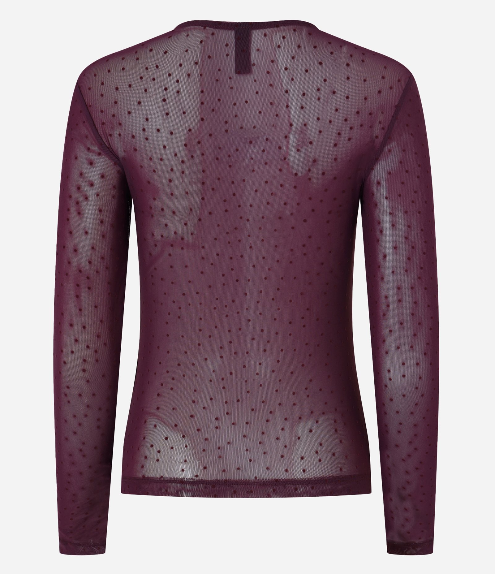 Blusa Segunda Pele em Tule Flocado Vinho 3