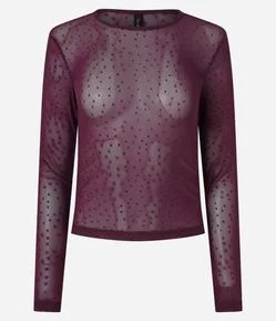 Blusa Segunda Pele em Tule Flocado