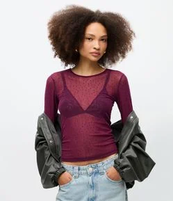 Blusa Segunda Pele em Tule Flocado