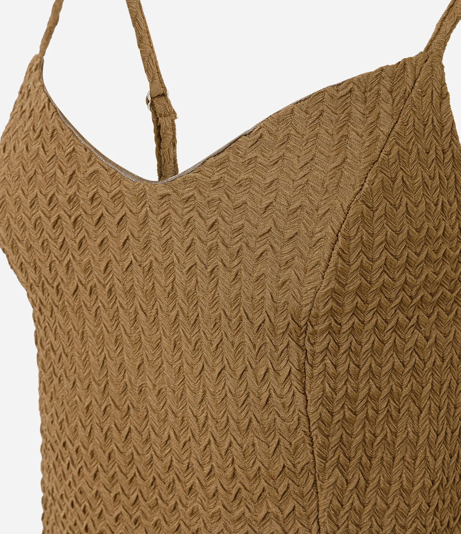 Blusa de Alcinha em Tricô Texturizado com Caimento Aberto Marrom 2