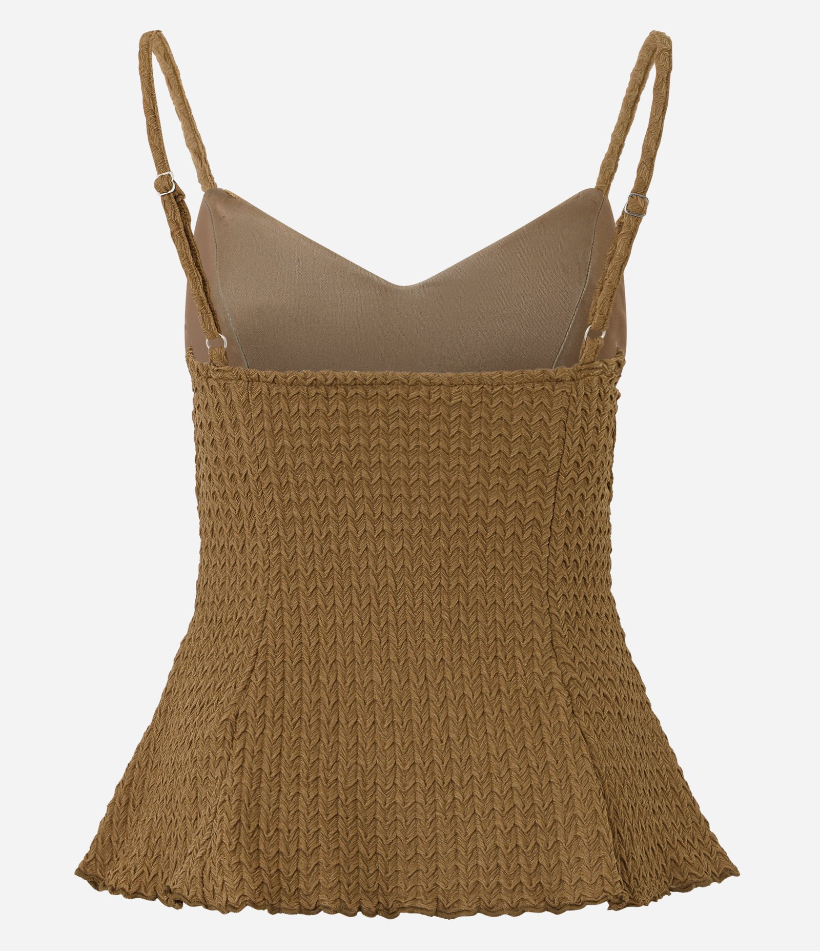 Blusa de Alcinha em Tricô Texturizado com Caimento Aberto Marrom 3