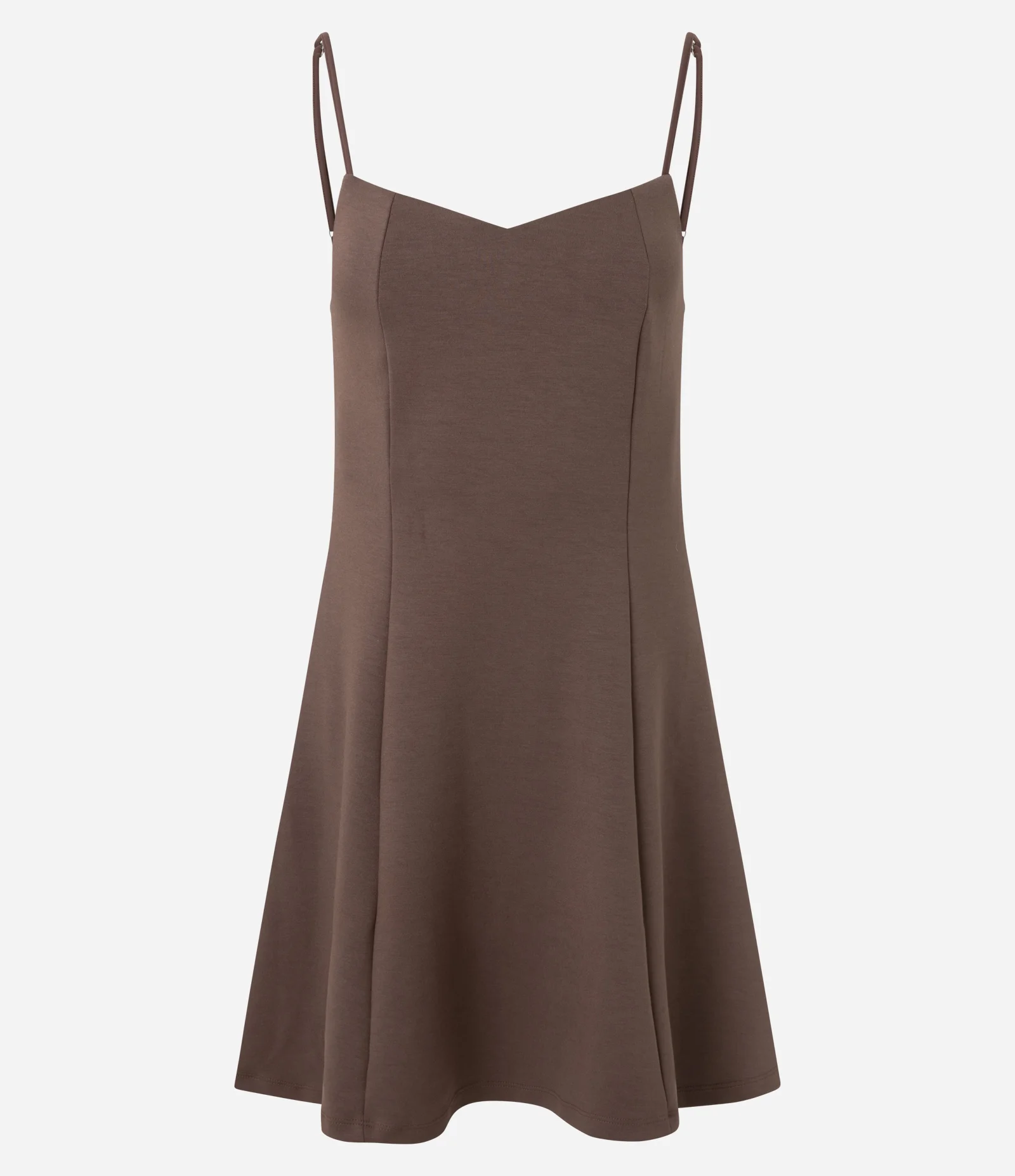 Vestido Curto Evasê de Alcinha Marrom 1