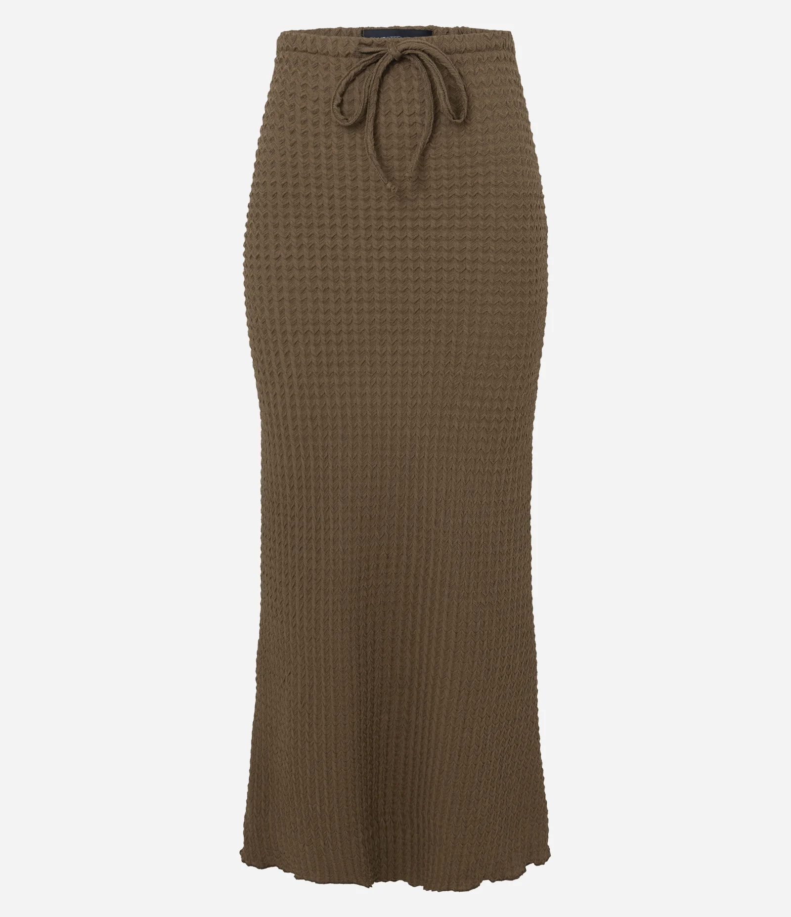 Saia Midi Texturizada com Amarração Marrom 1