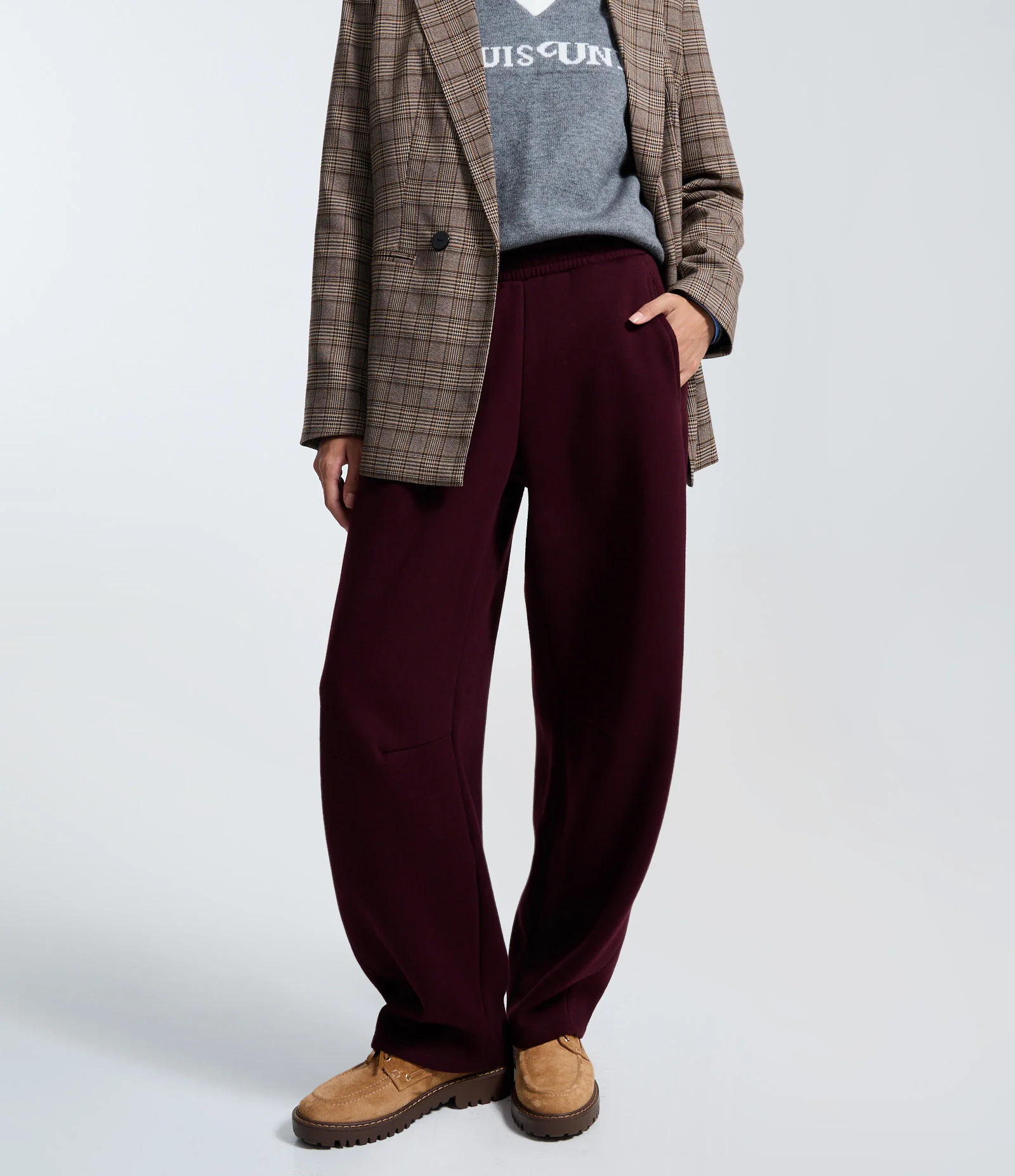 Calça Barrel de Moletom Bordô 2