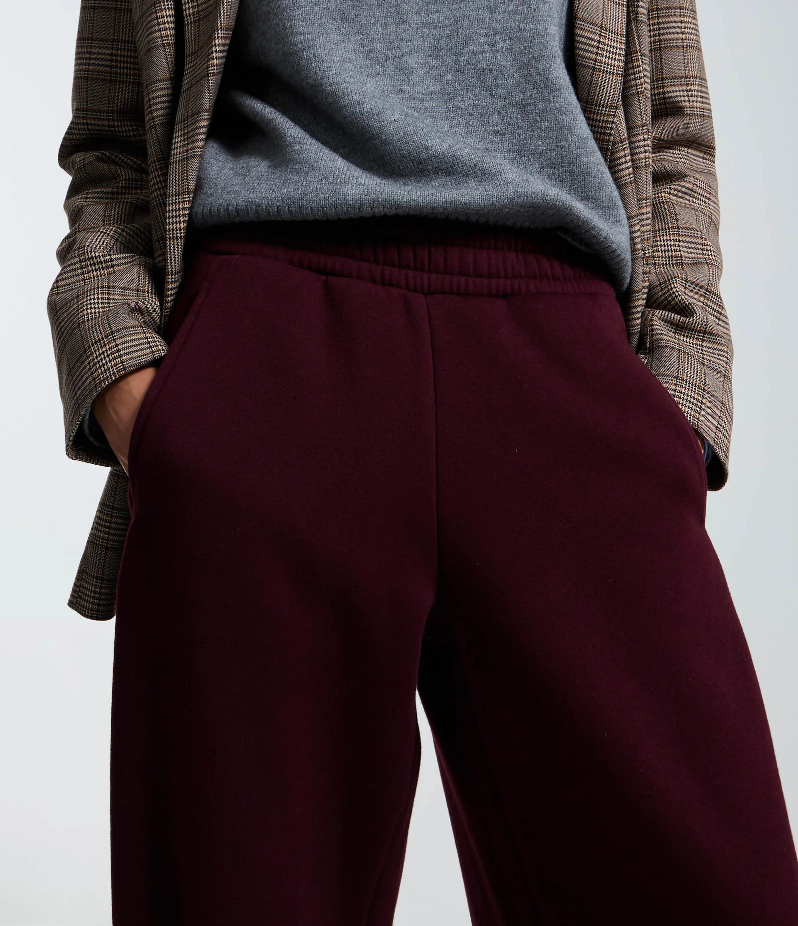 Calça Barrel de Moletom Bordô 3